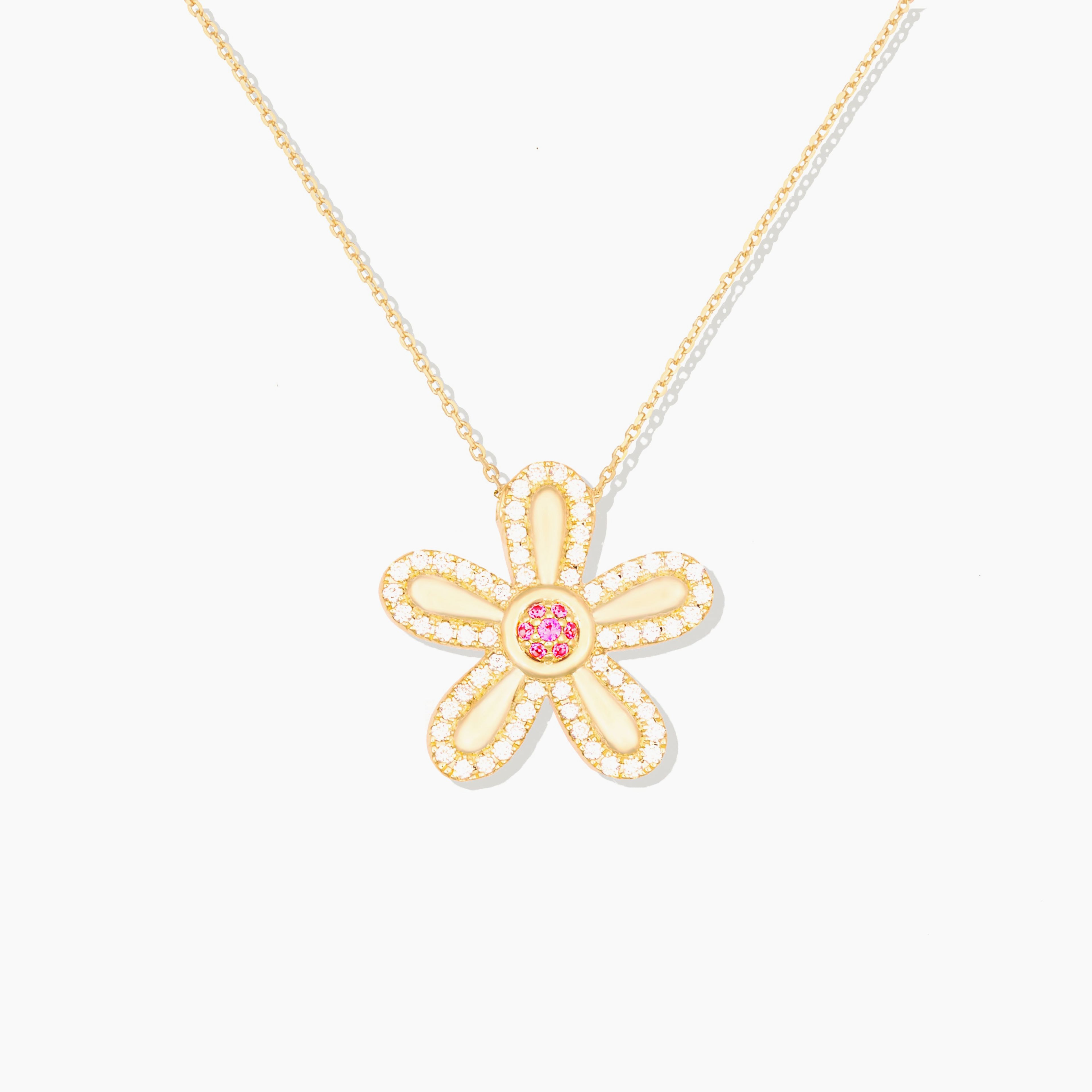 JuJu Flower Charm Necklace - Pink Sapphire