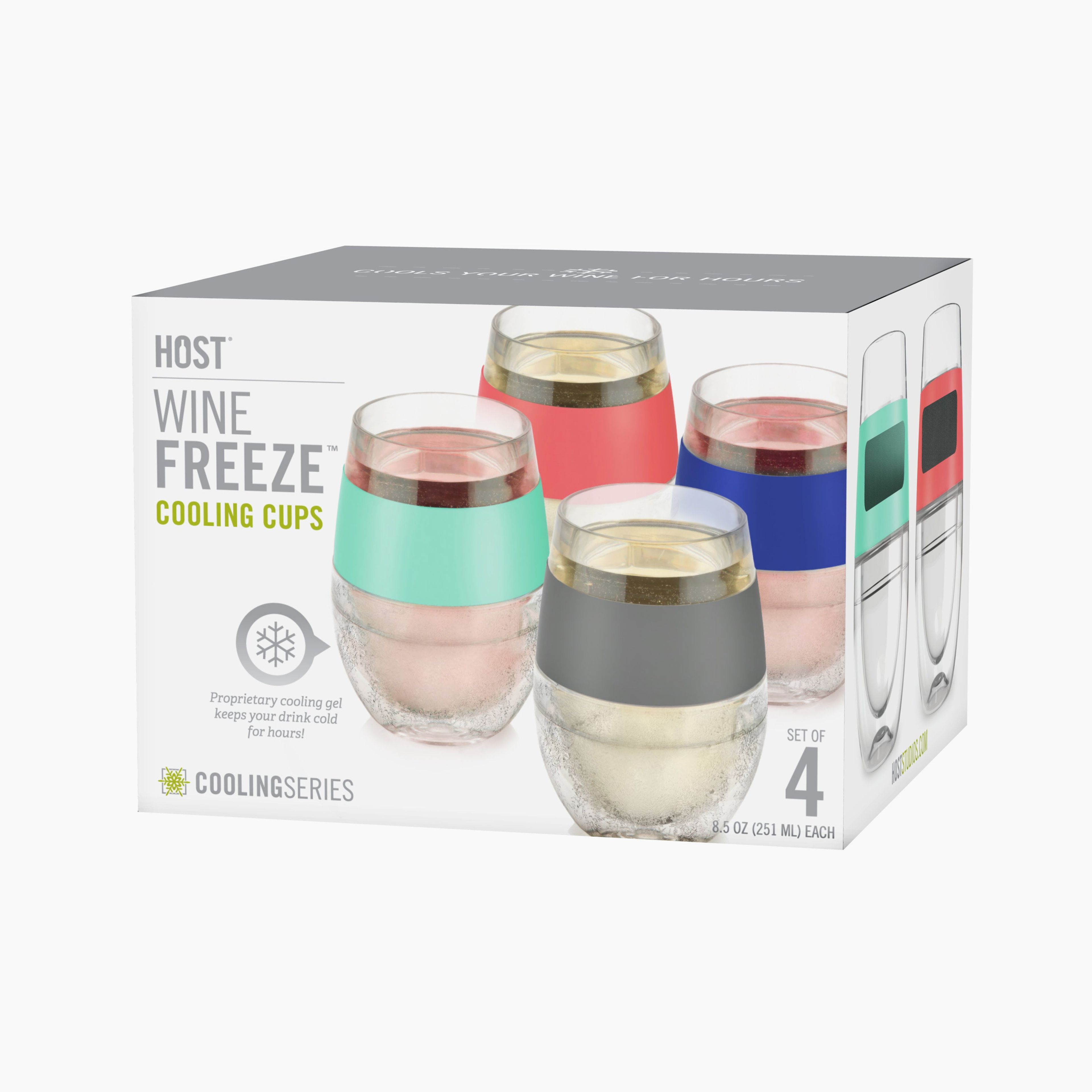 Wine FREEZE Cooling Cups in Multicolor, Set of 4