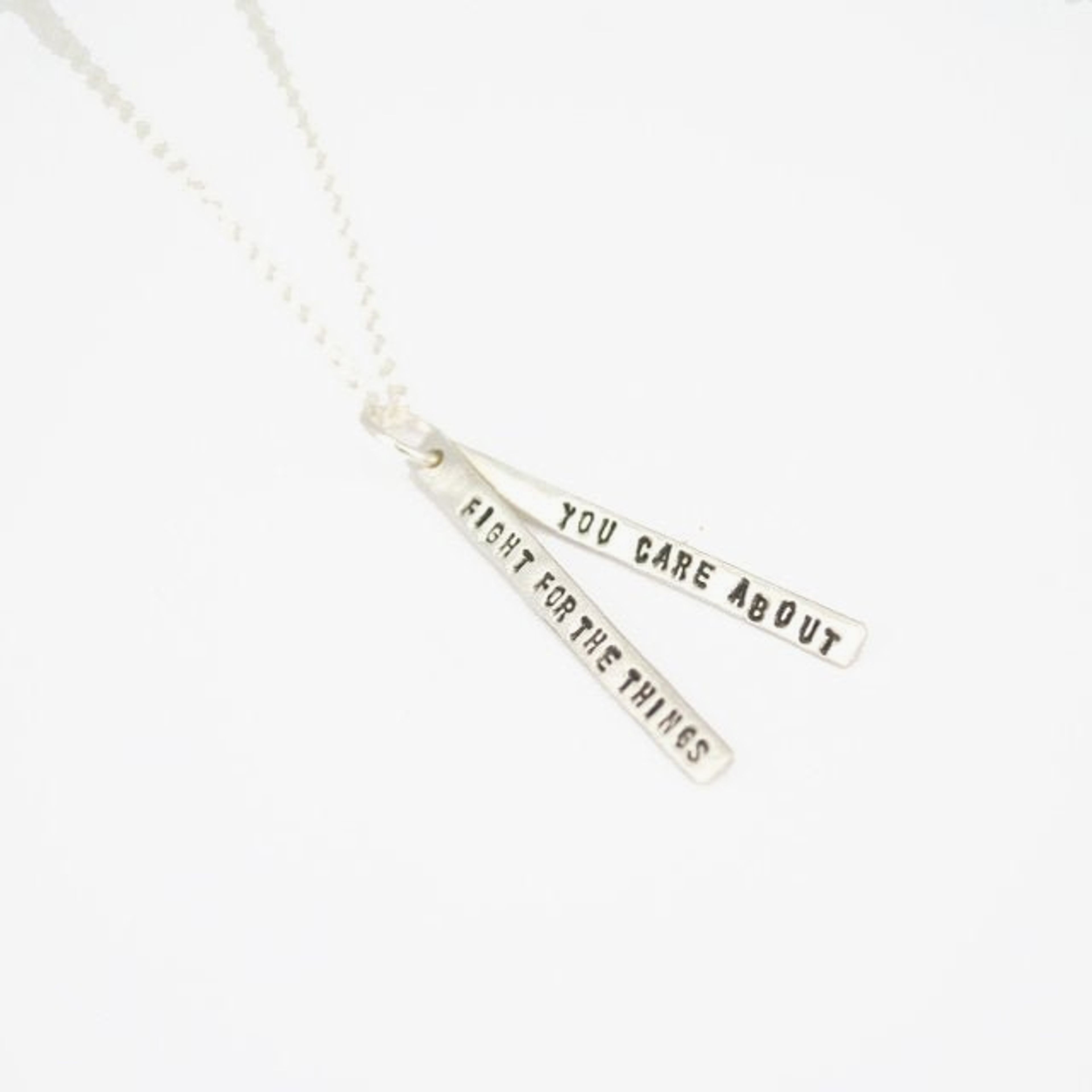"Fight for the things you care about" -Ruth Bader Ginsburg quote necklace
