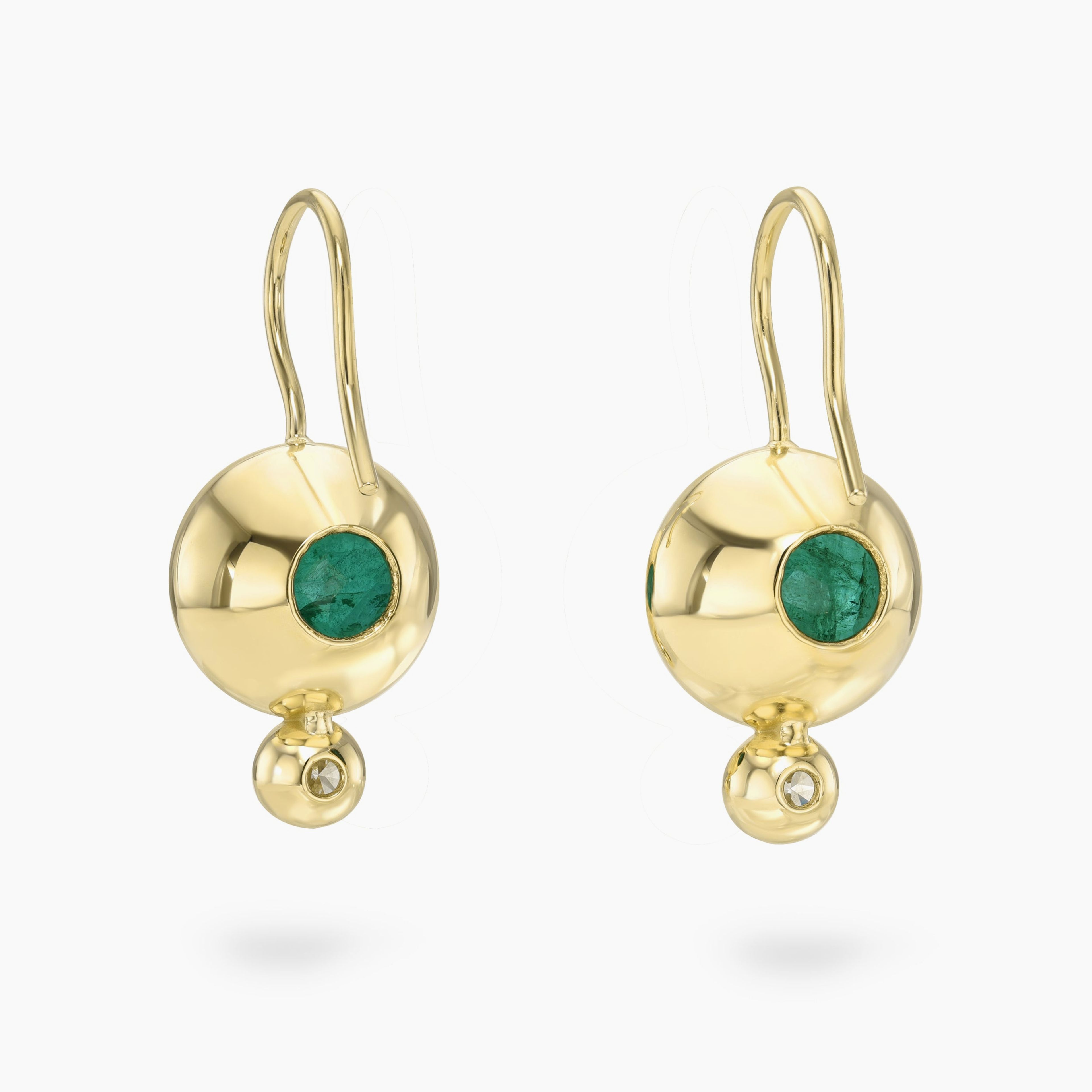 Green Emerald And Diamond Drop Earring