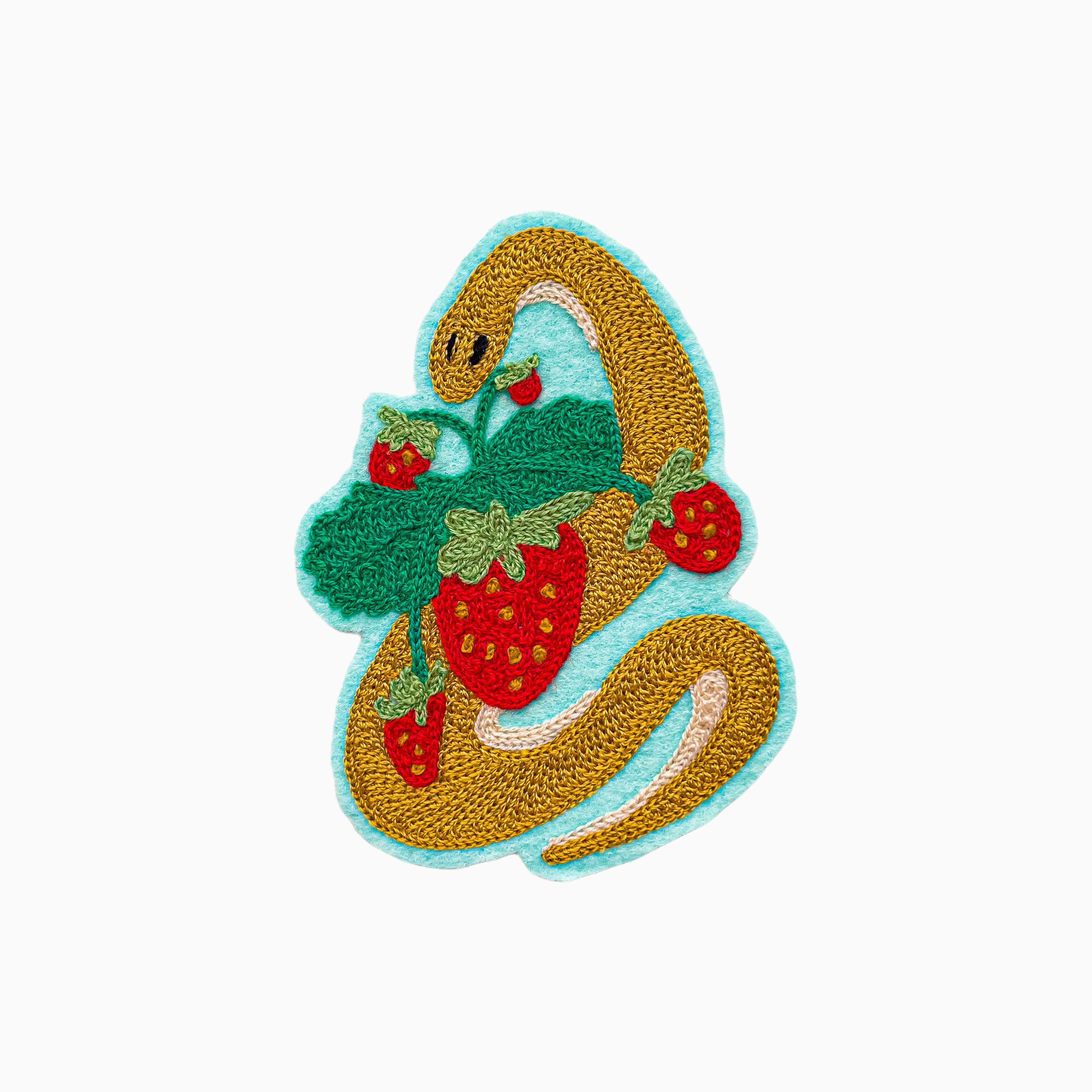 Strawberry Snake Gold - Chainstitch Patch
