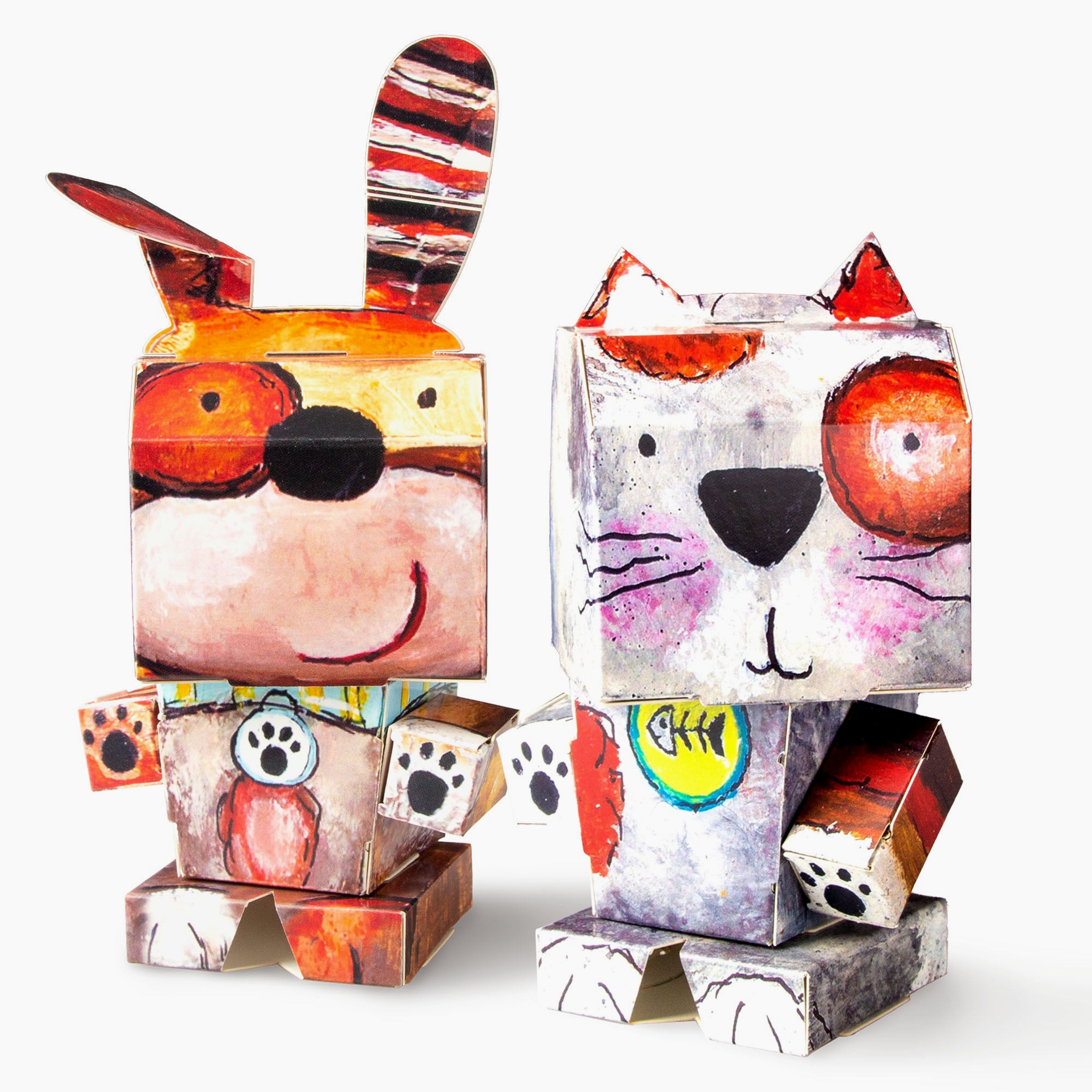 CUBLES Painted Stuf Dog and Cat Set
