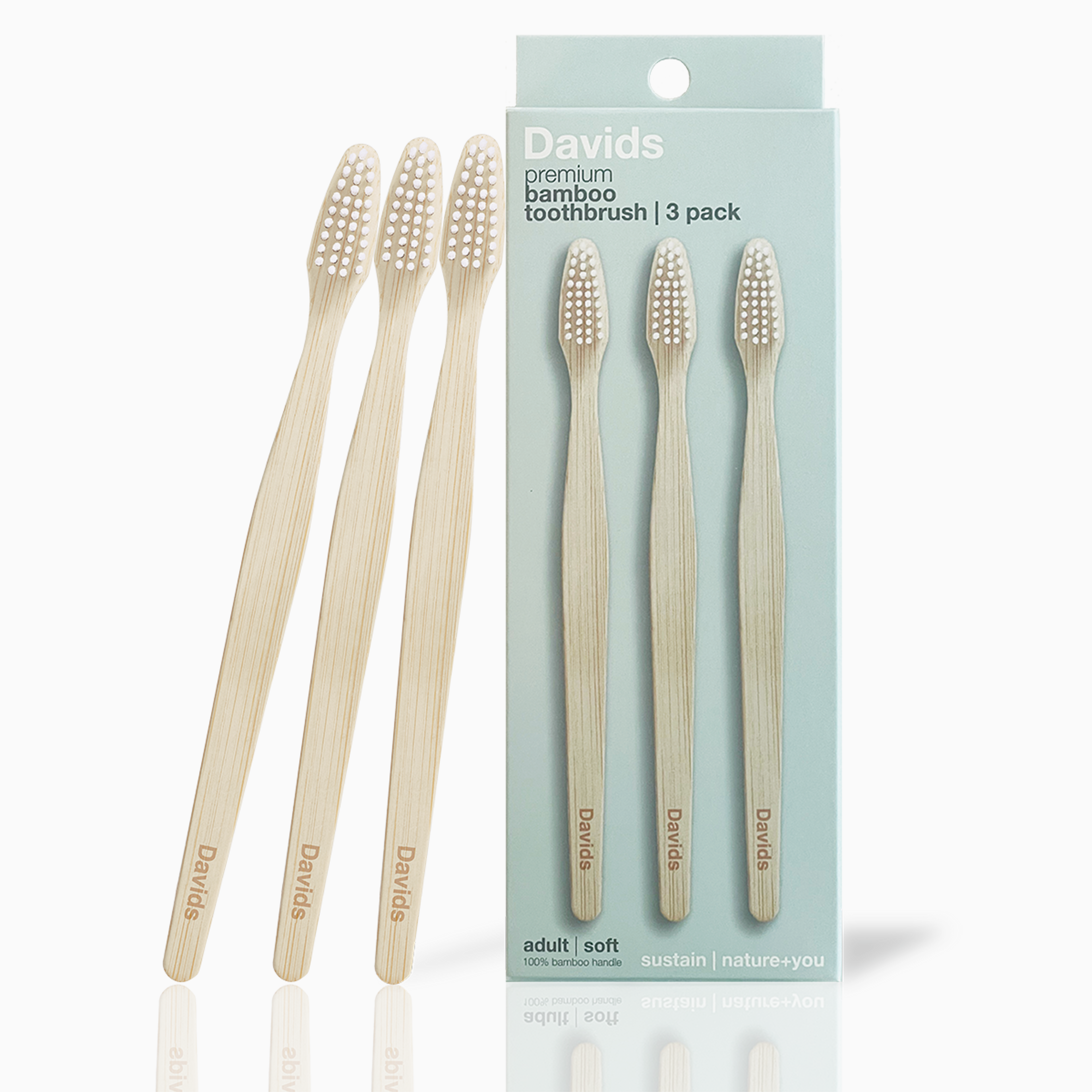 Davids premium bamboo toothbrush / adult soft / 3 pack