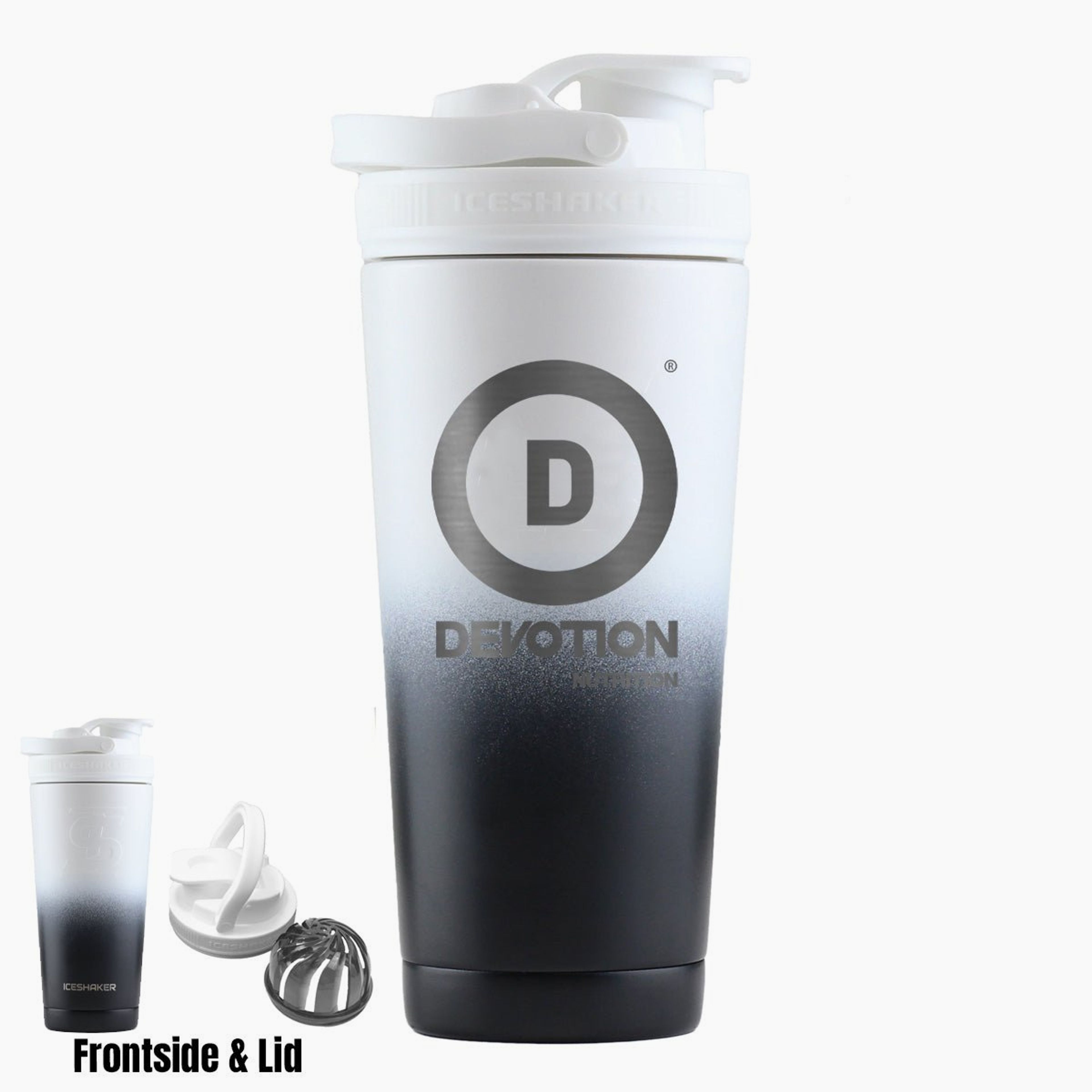 Devotion 26 oz Black & White Ombre Ice Shaker Bottle