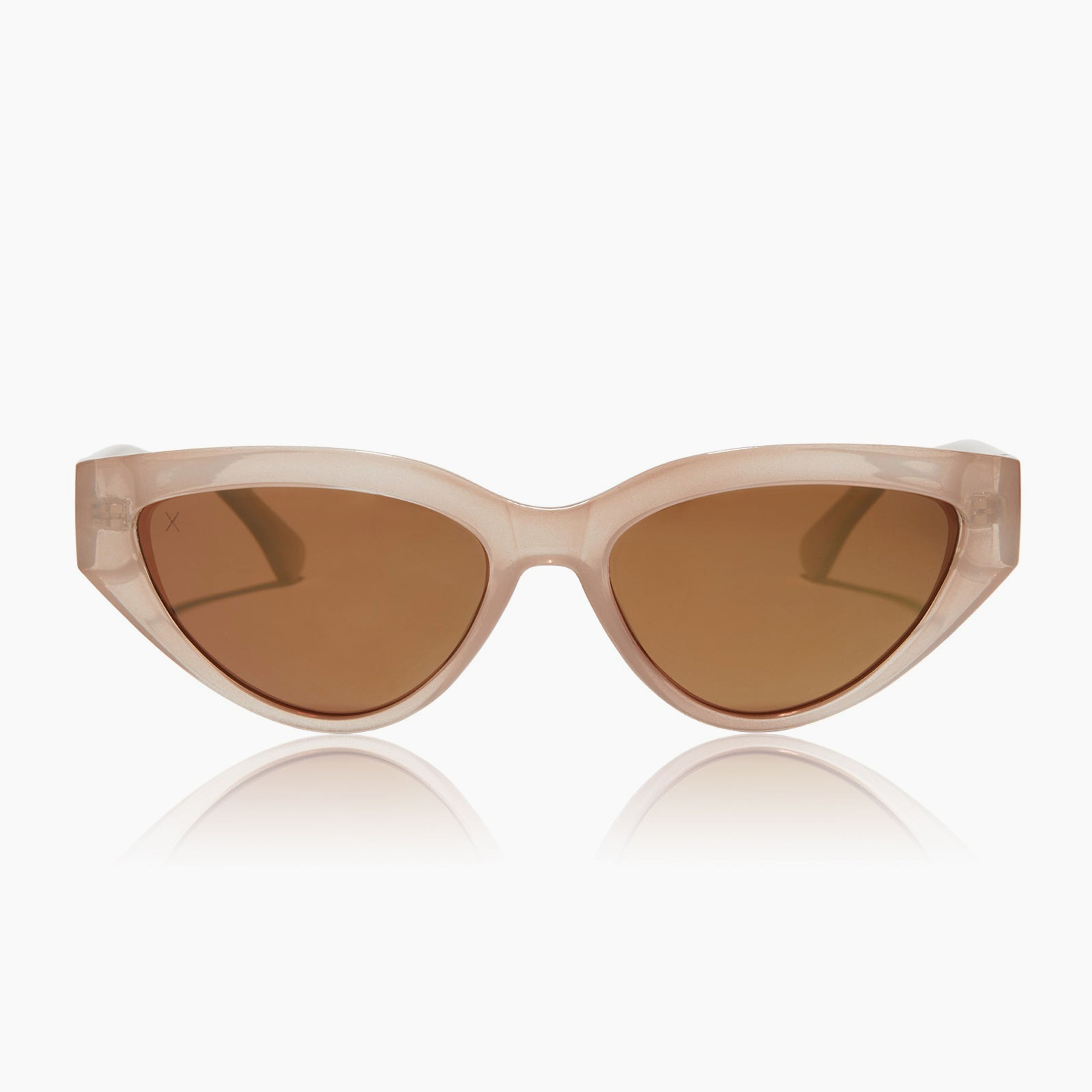 last call - milky nude + brown w/ gold flash polarized sunglasses