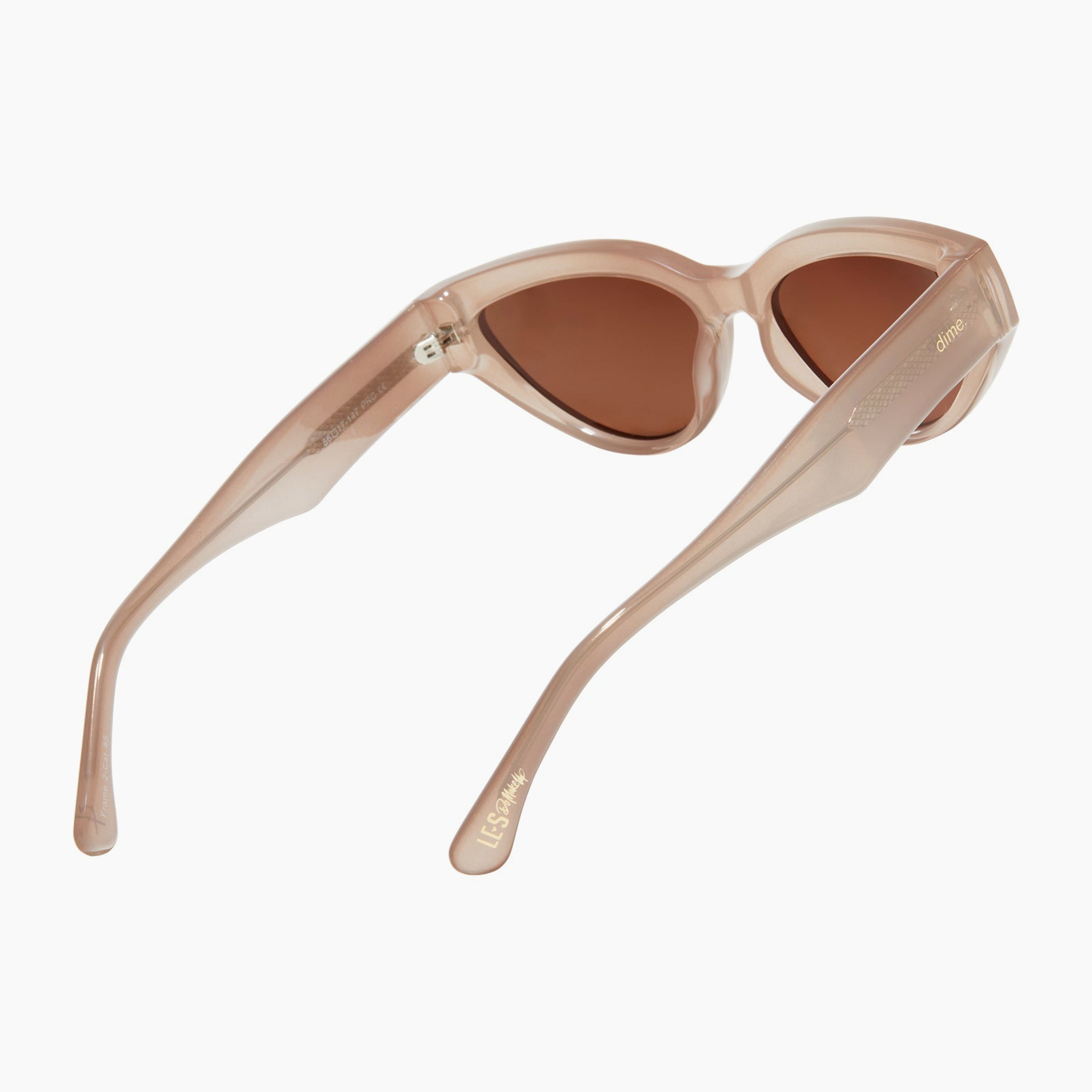 last call - milky nude + brown w/ gold flash polarized sunglasses