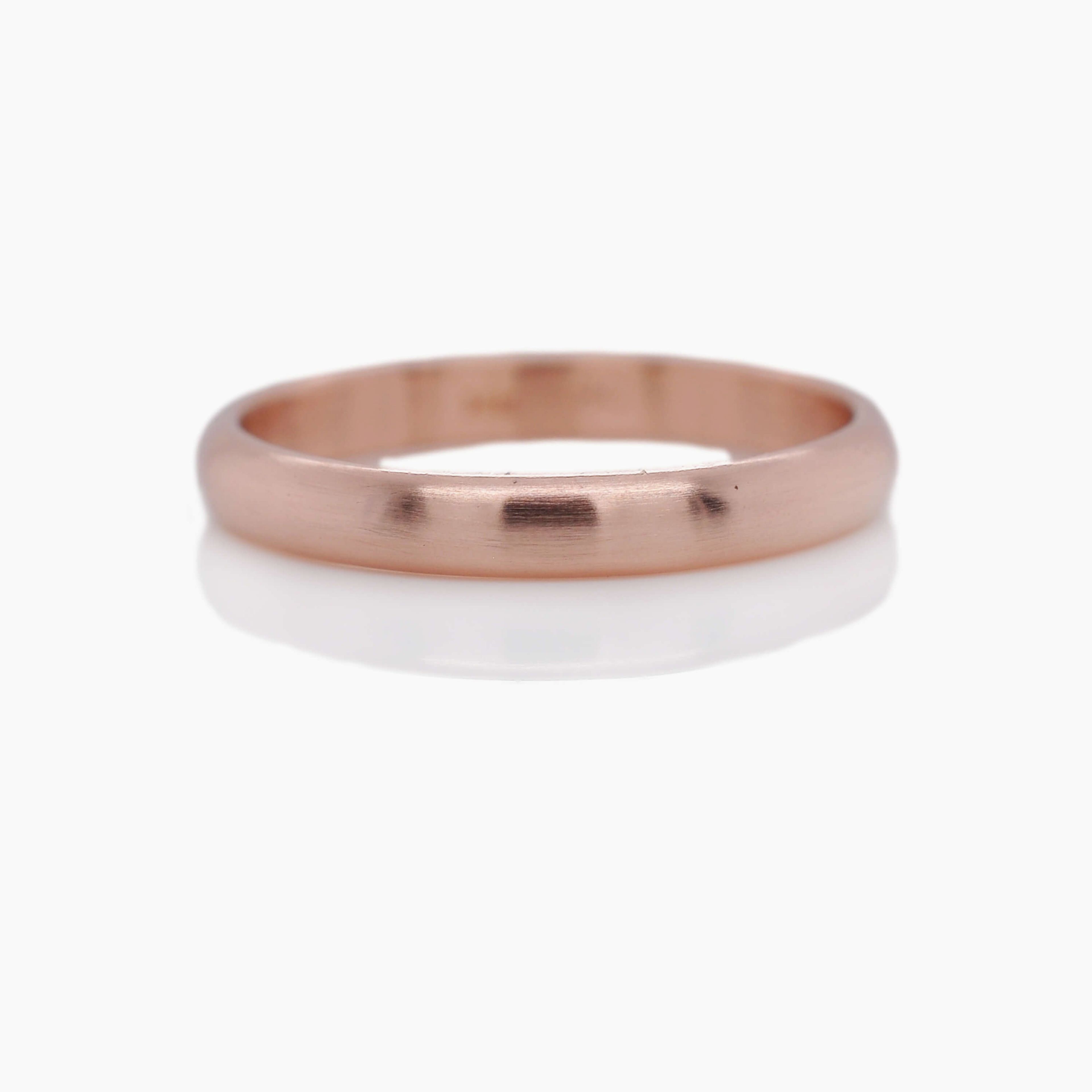 3mm Low Dome Satin Band in 14k Rose Gold