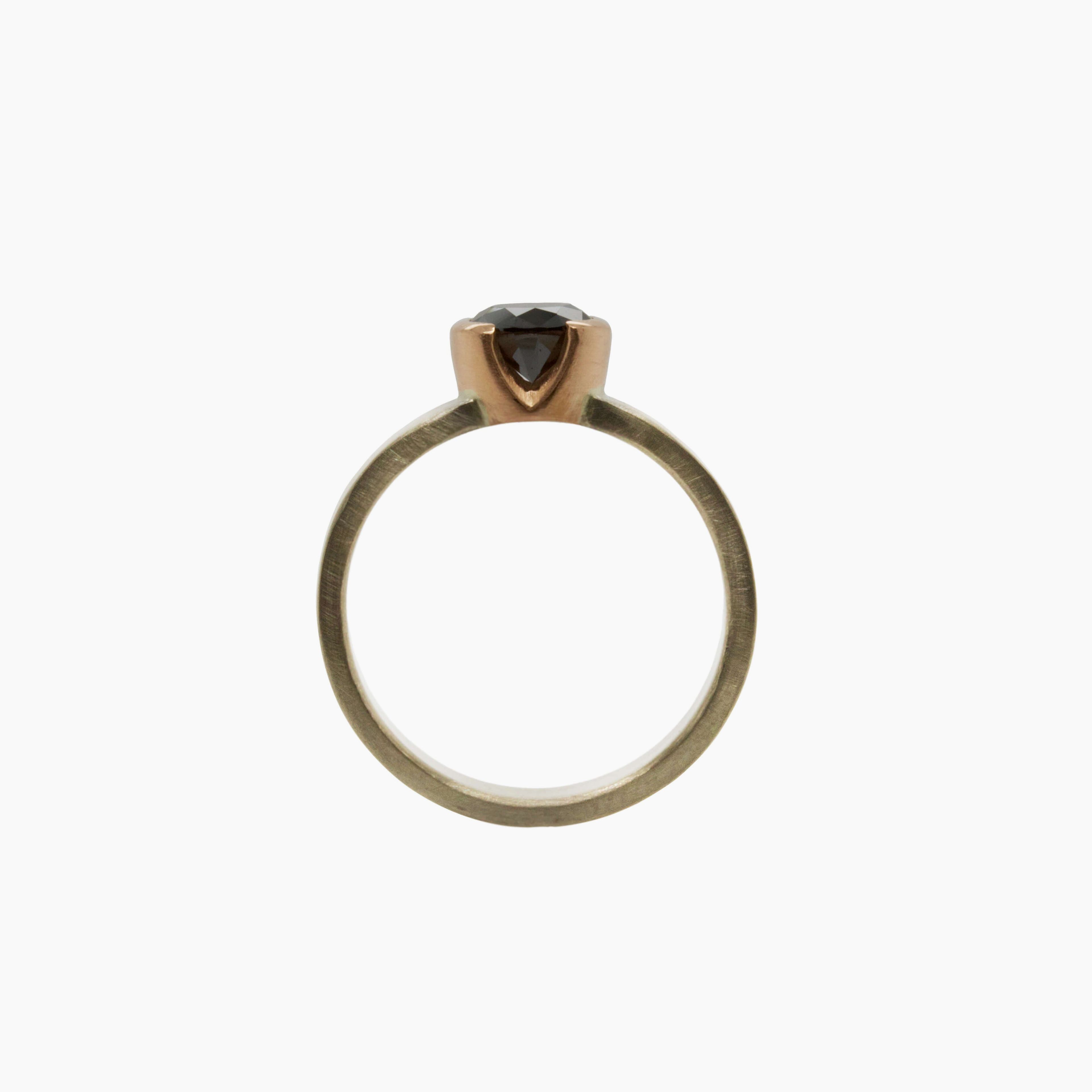 Round Brilliant Black Moissanite Ring in Palladium