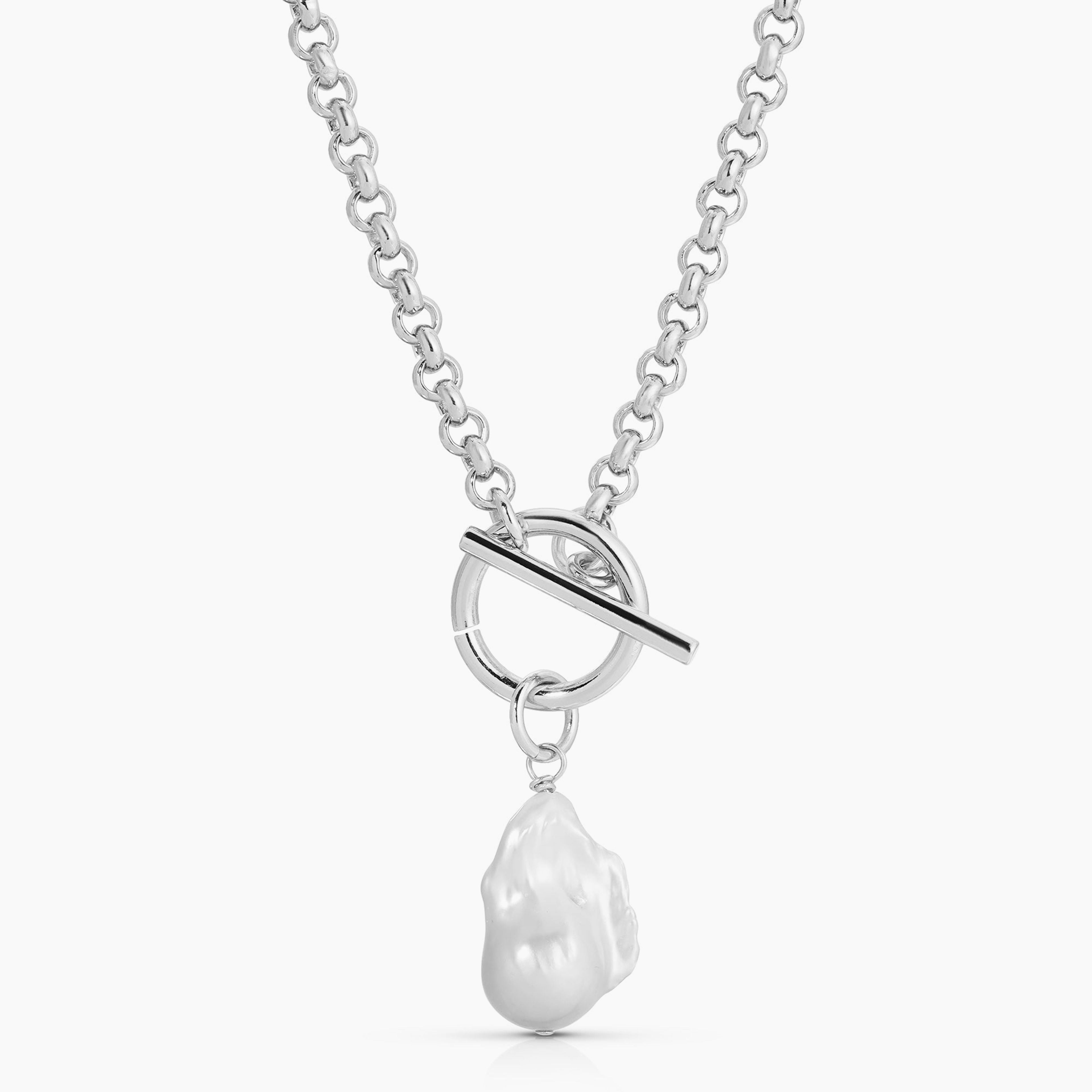 Micro Royal Toggle & Xl Baroque Pearl Pendant Necklace