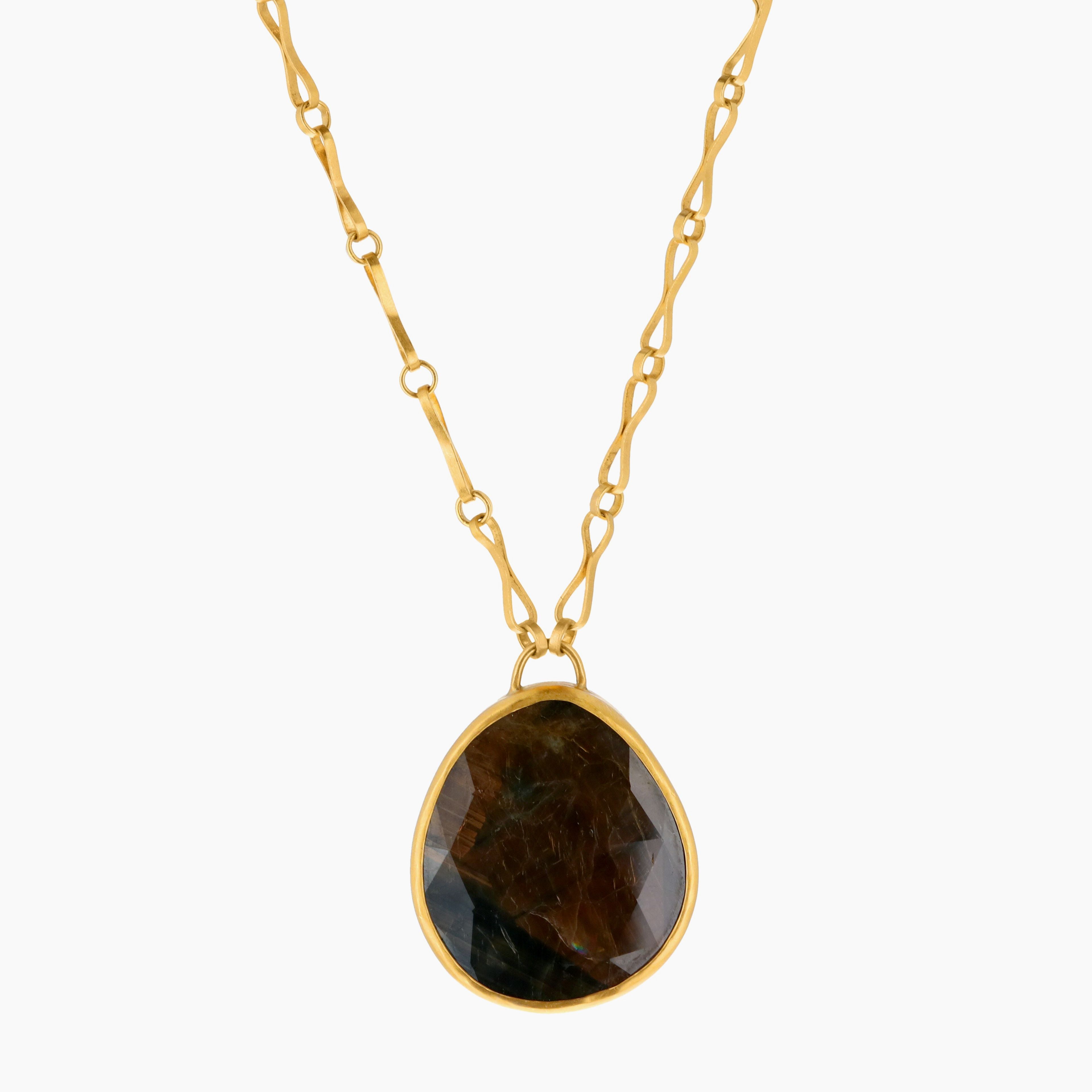 Brown Sapphire Pendant Necklace