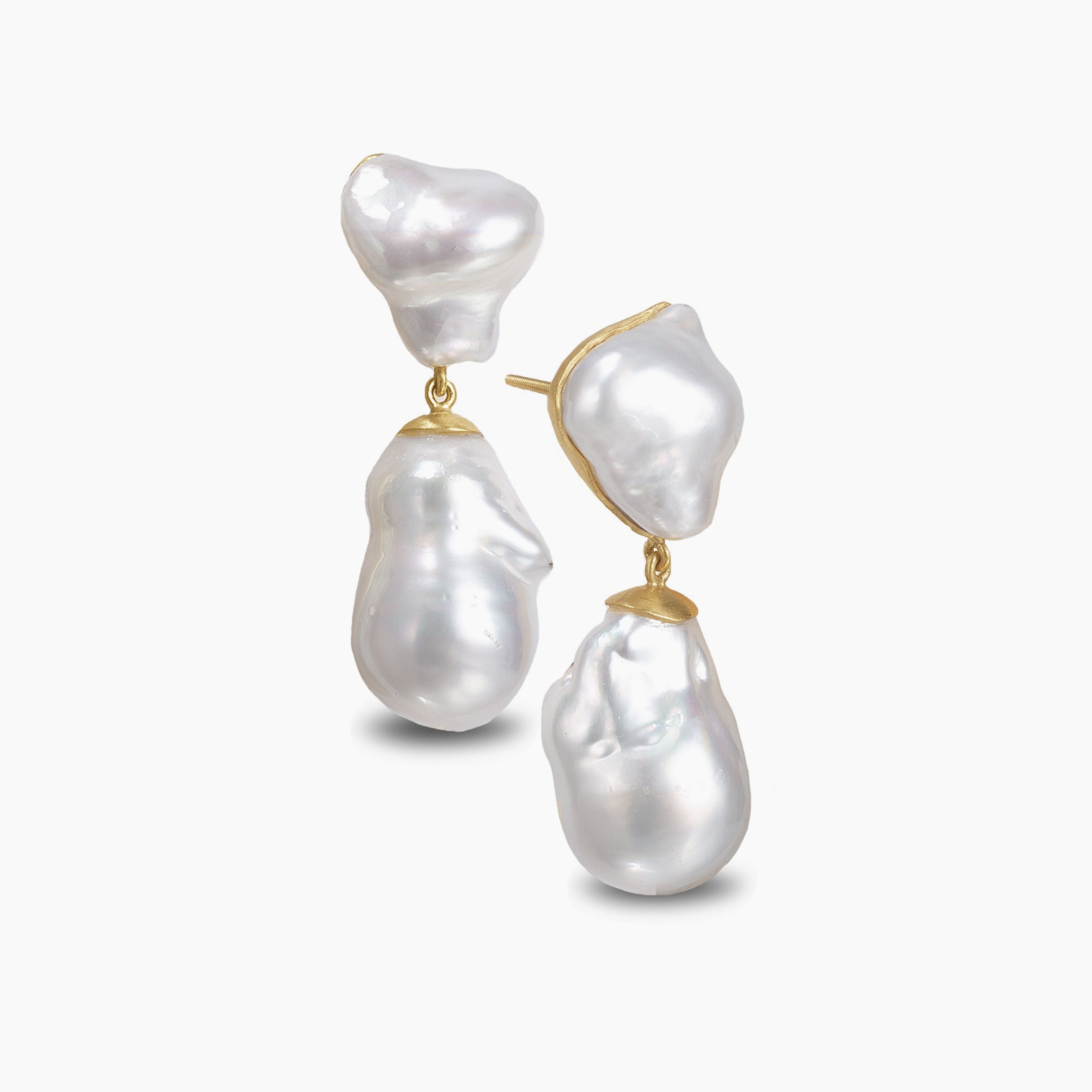 Glacial Pearl Double Drop Earrings