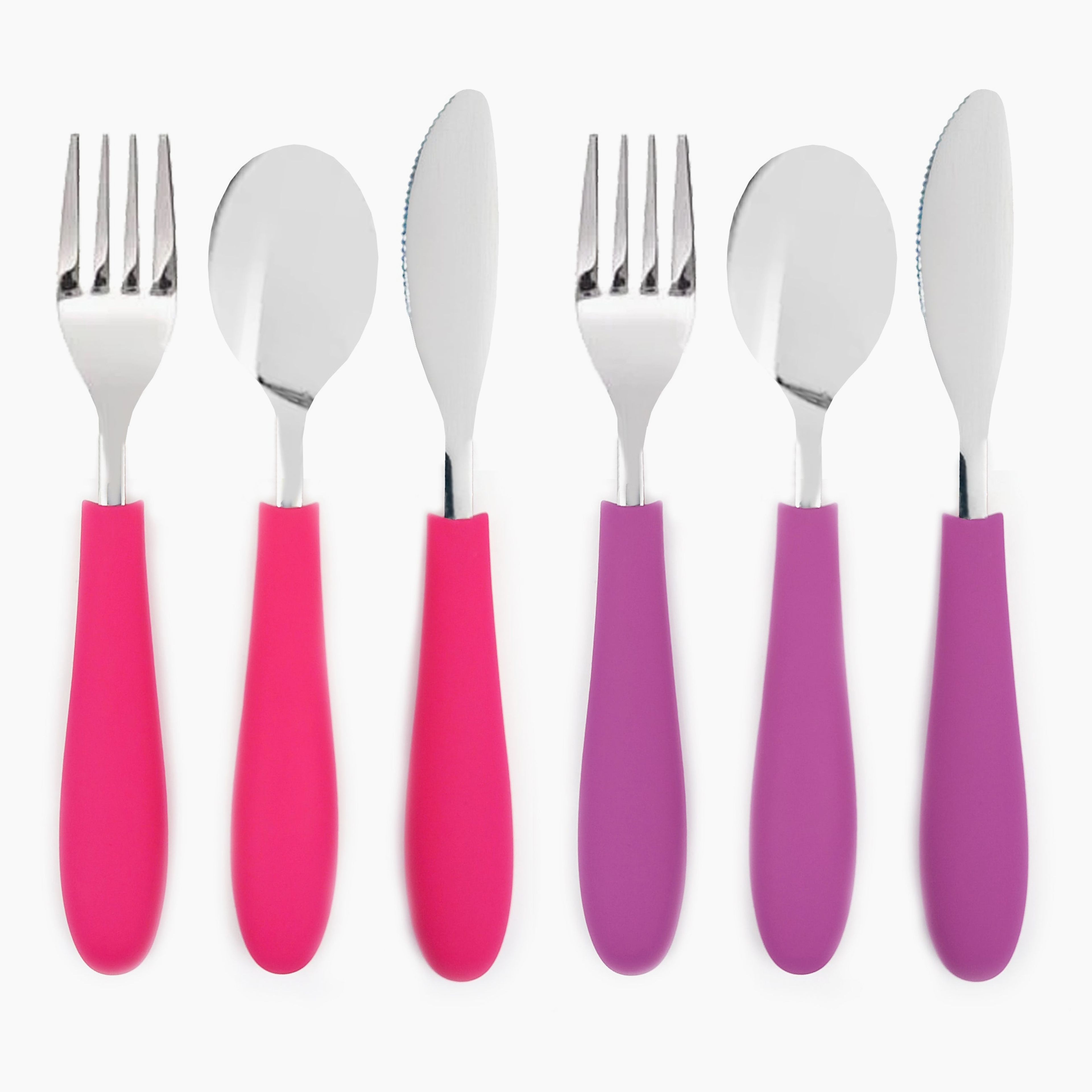 Kids Stainless Steel Spoon + Fork + Knife with Silicone Handle (4 years+) | 6 pieces