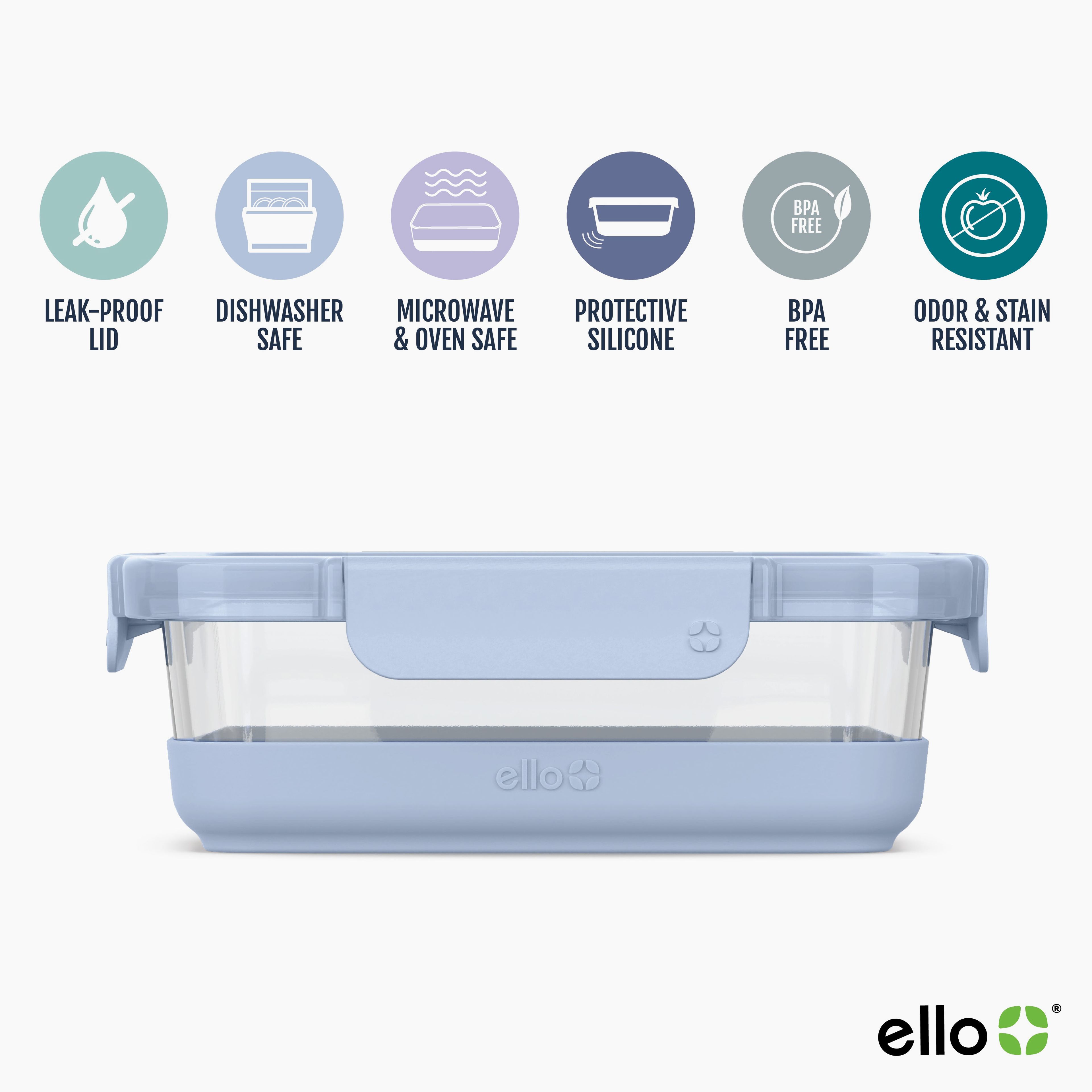 Ello Duraglass Refresh Meal Prep Containers, Set of 5