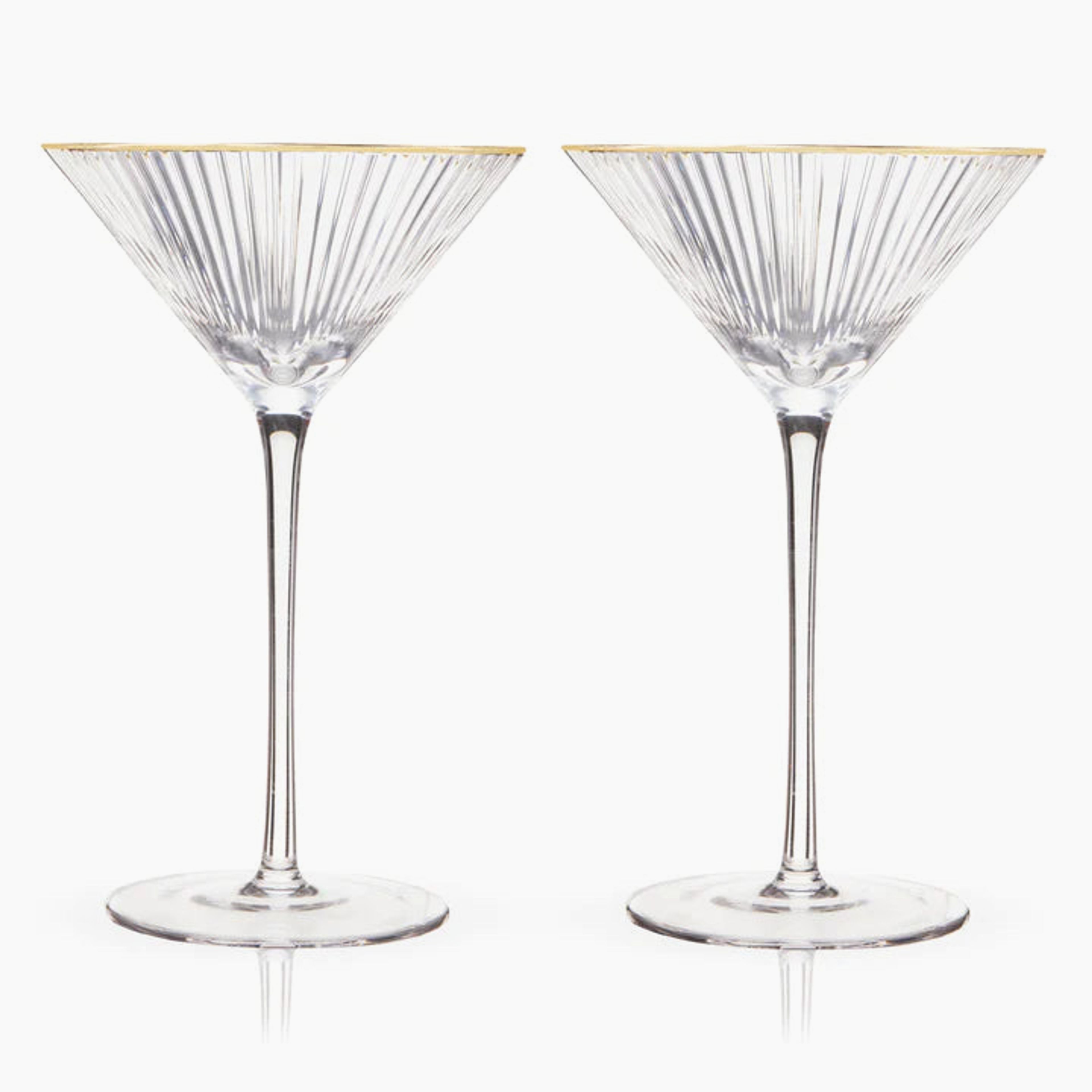 Ribbed Martini Glass Set - Gold