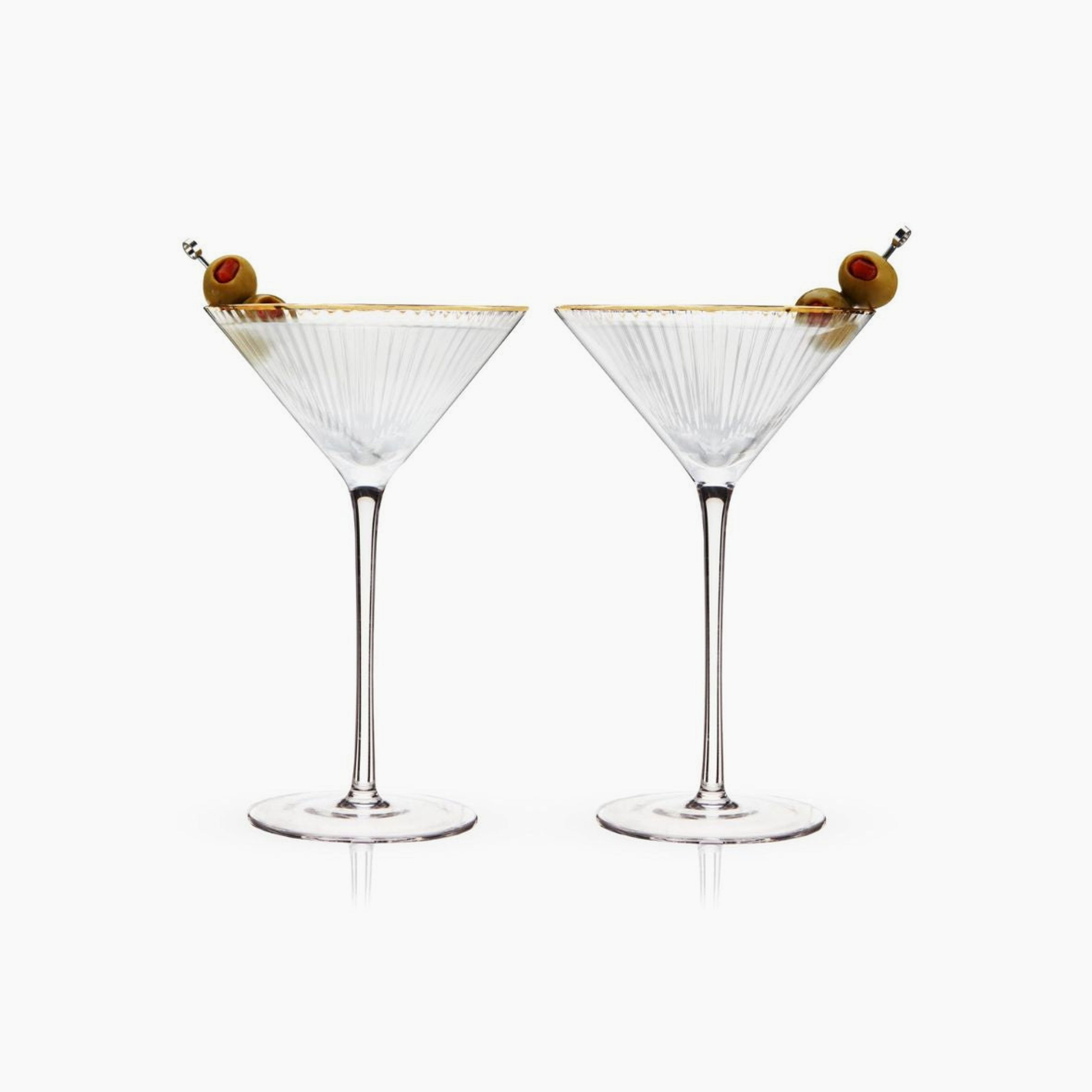 Ribbed Martini Glass Set - Gold