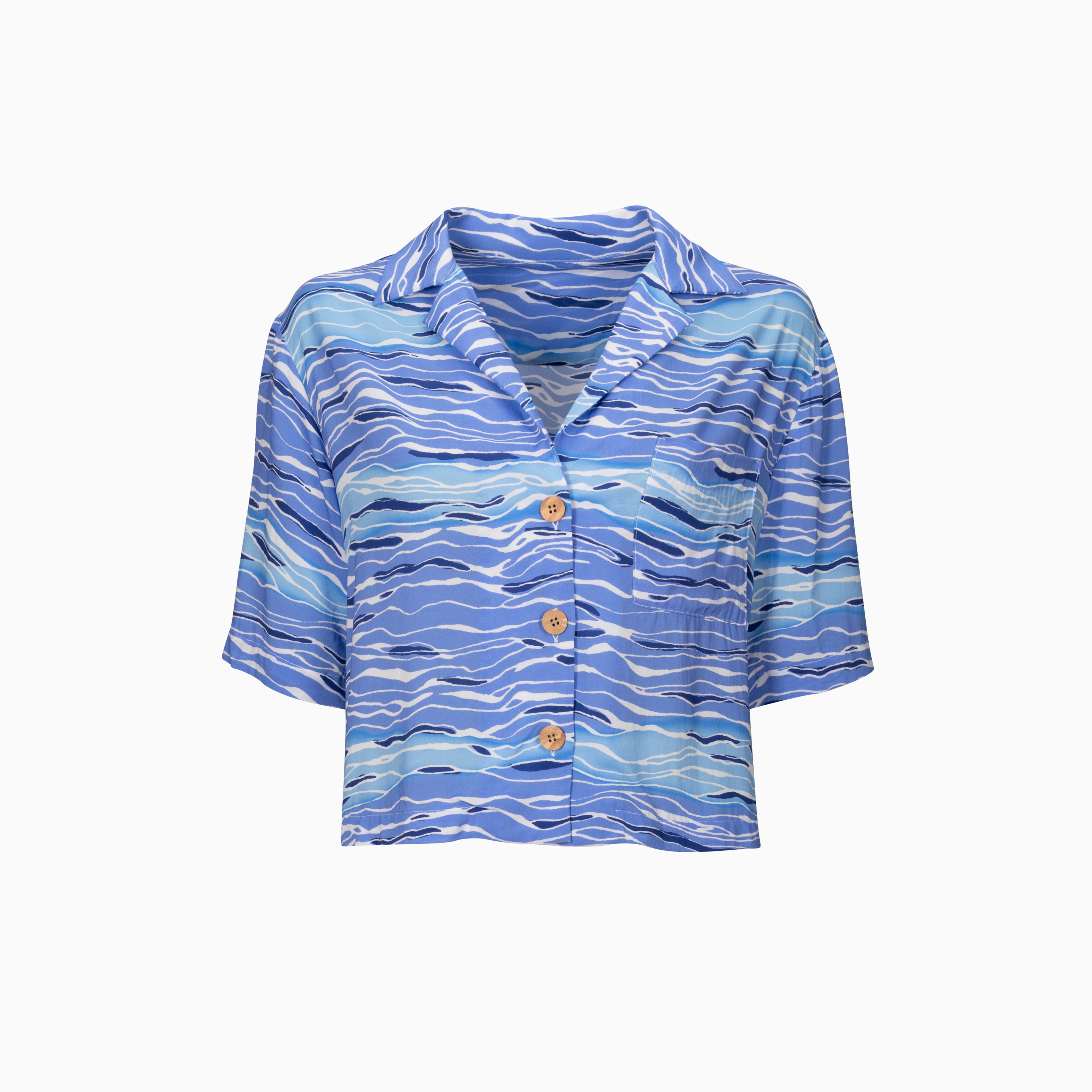 Tracino Blue Wave Cropped Shirt