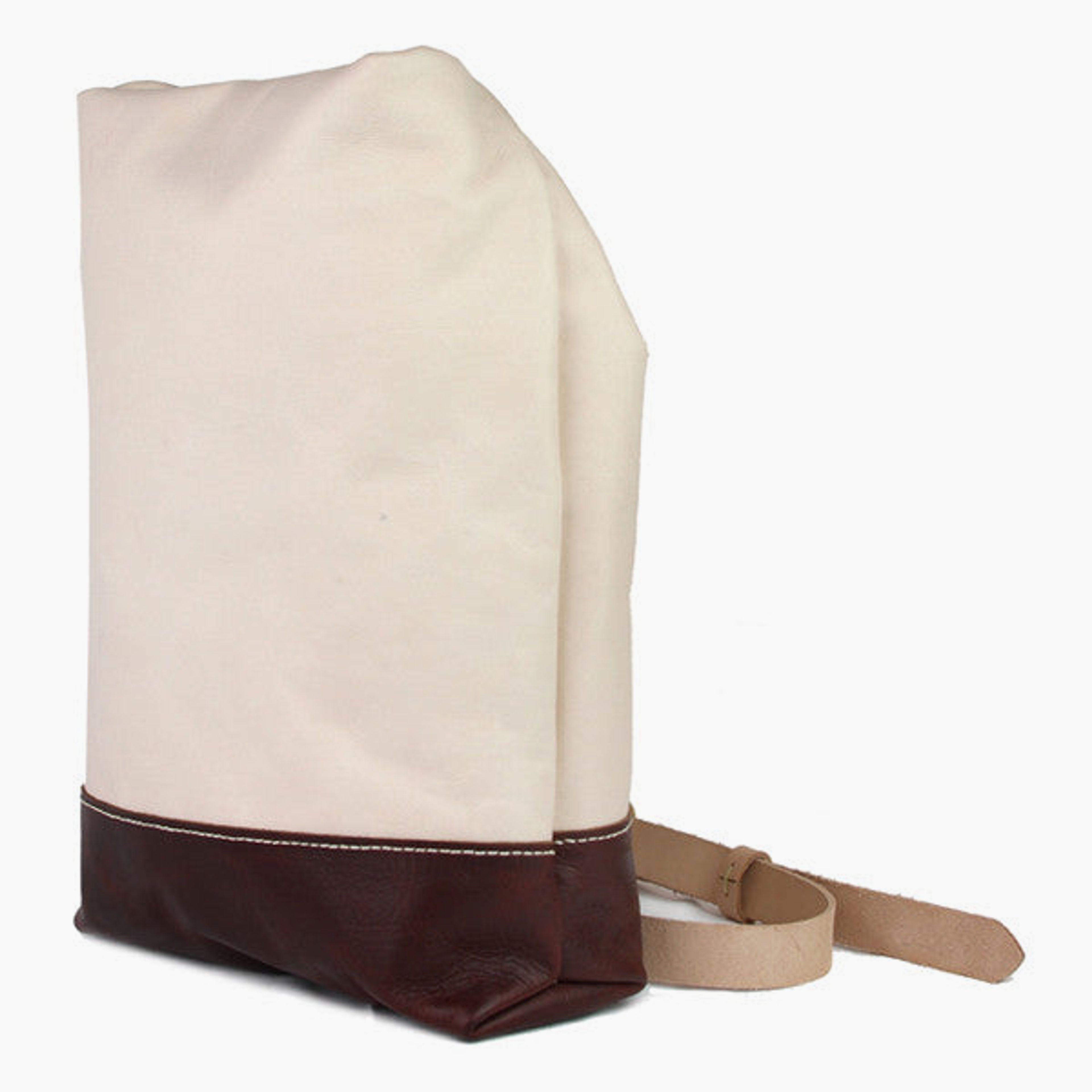 Leather Rolltop Sling - Natural and Tan