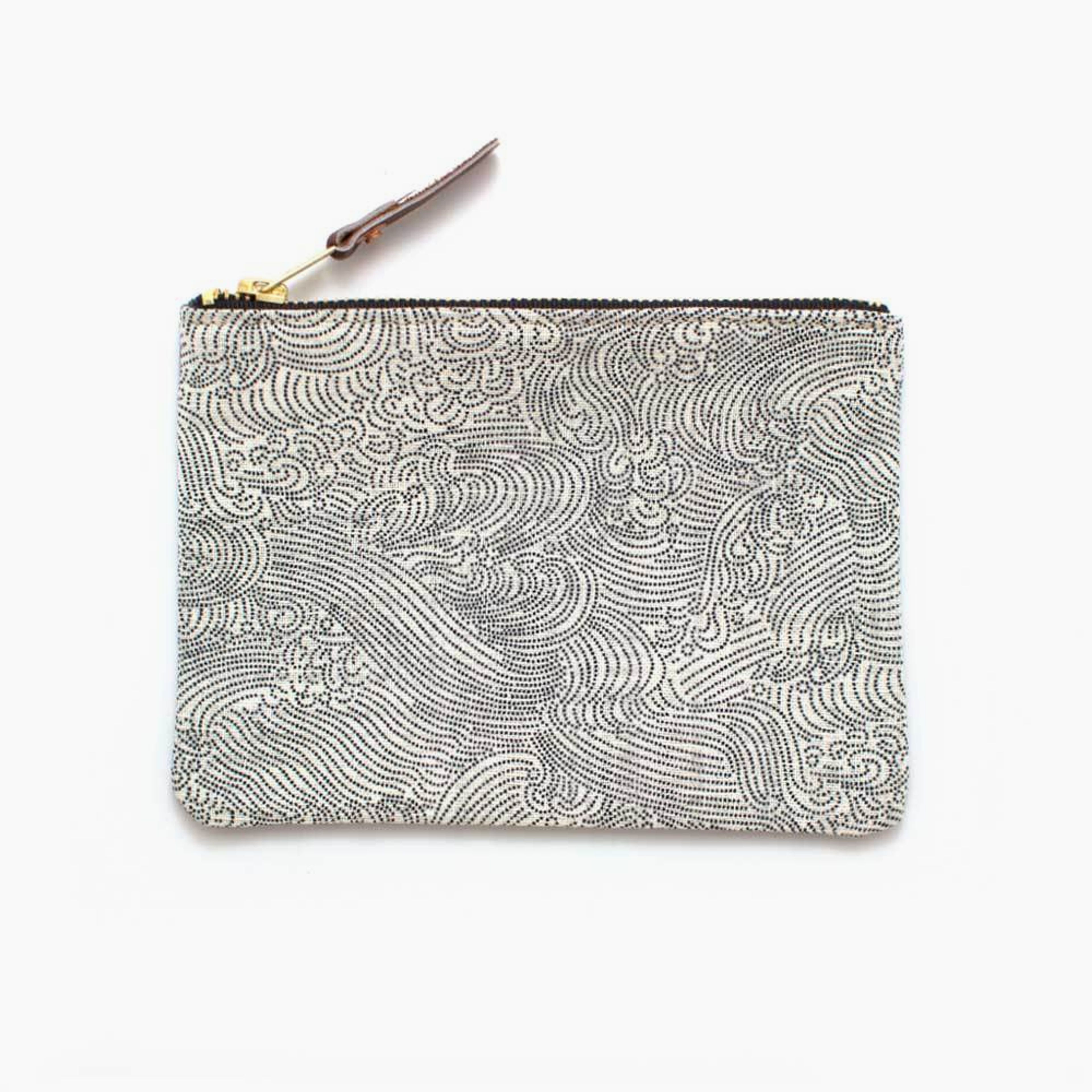 Japanese Ivory Tidal Wave Zipper Pouch