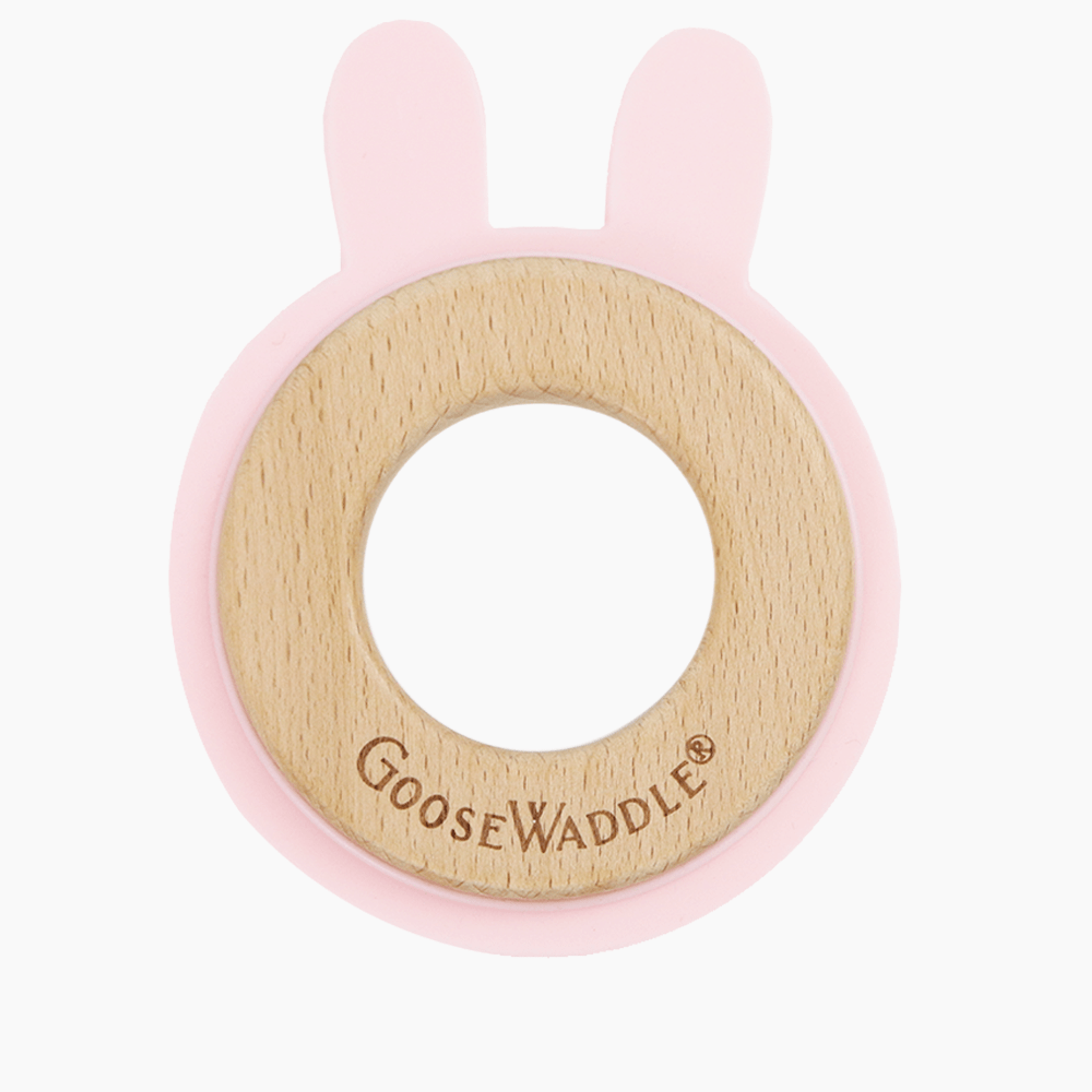 Pink Bunny Silcone + Wood Teether