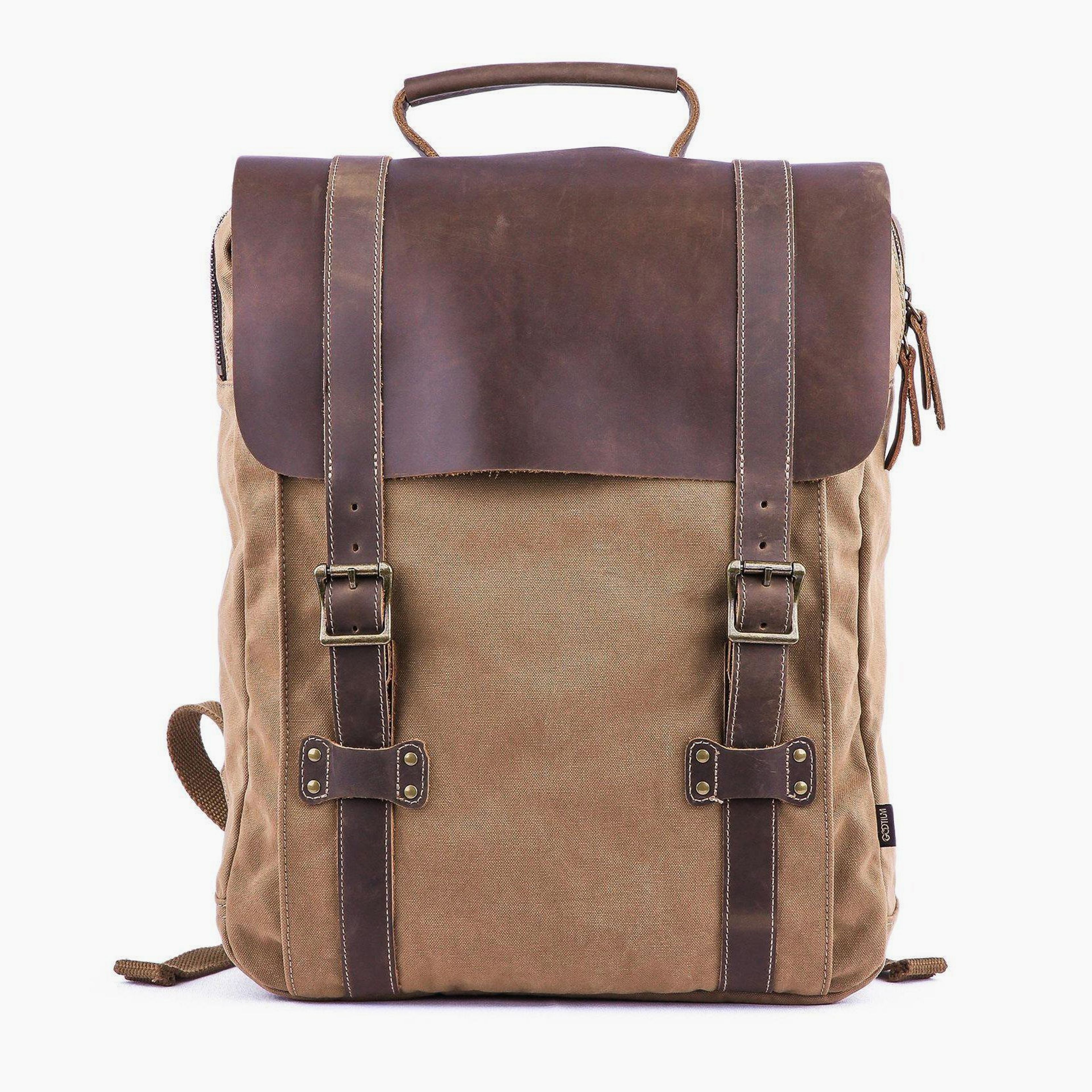 Leather Canvas Backpack #71102