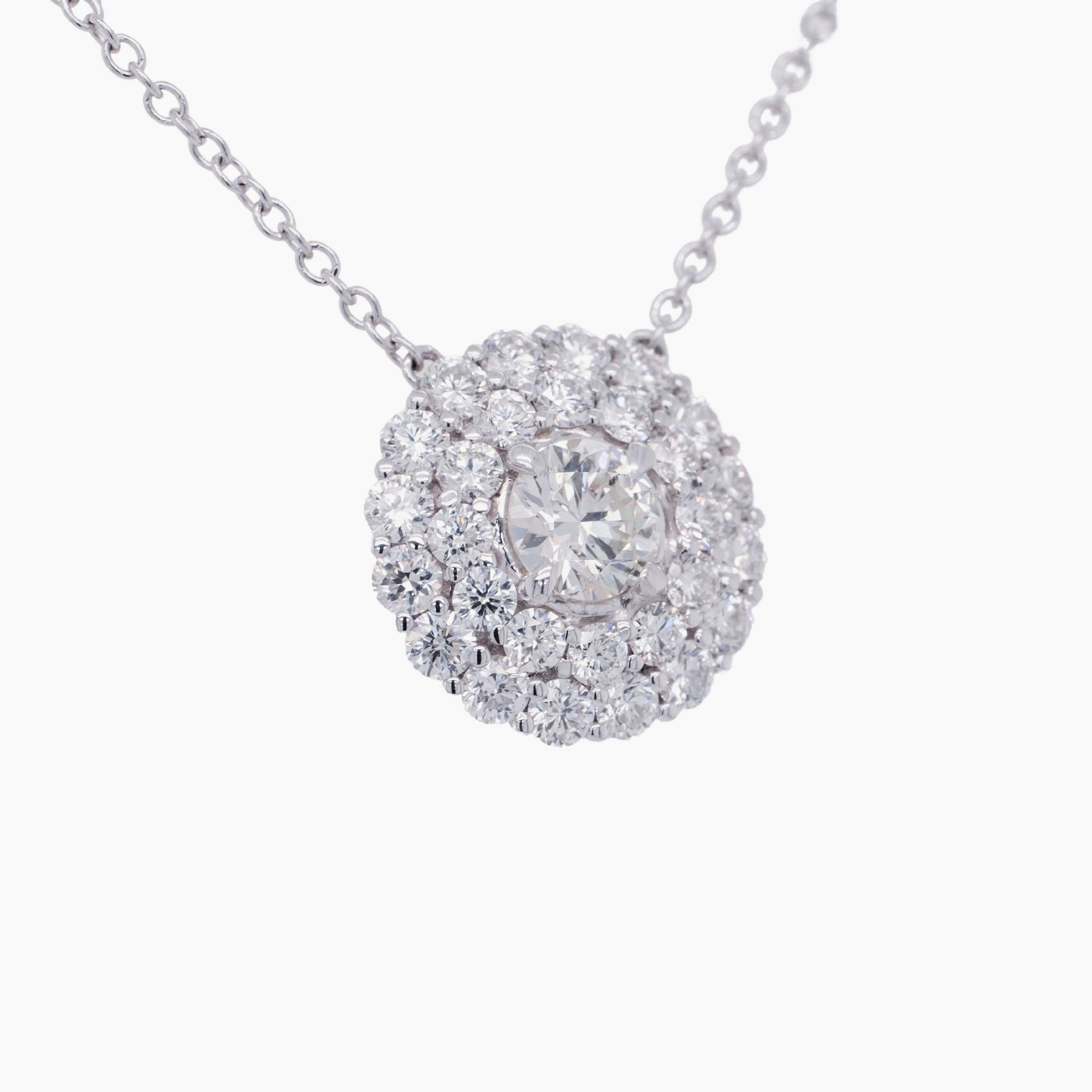 0.90 Carat Diamond Necklace in 18k White Gold