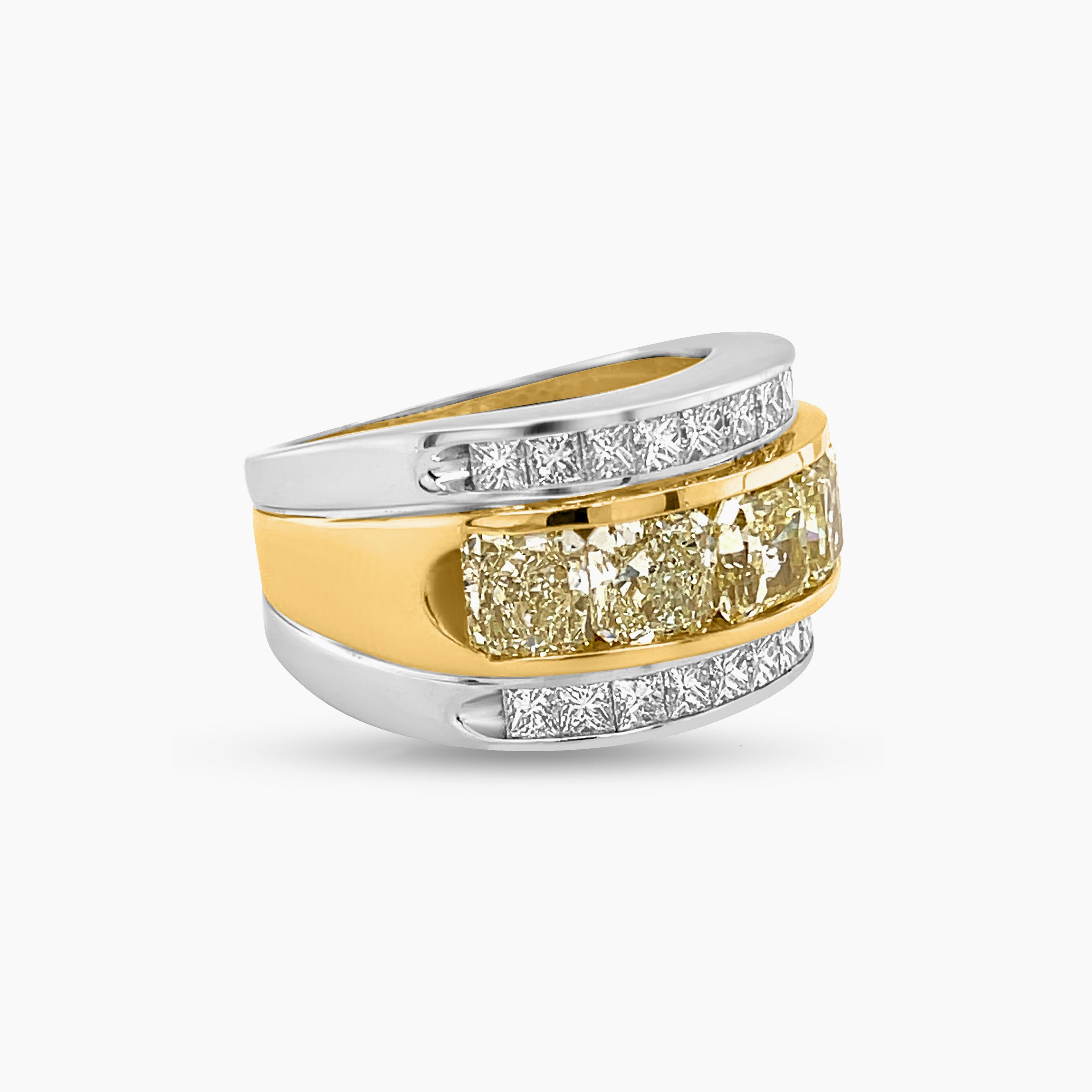 5.33 Carat Yellow Diamond Men's Ring in 14k-18k Two-Tone Gold
