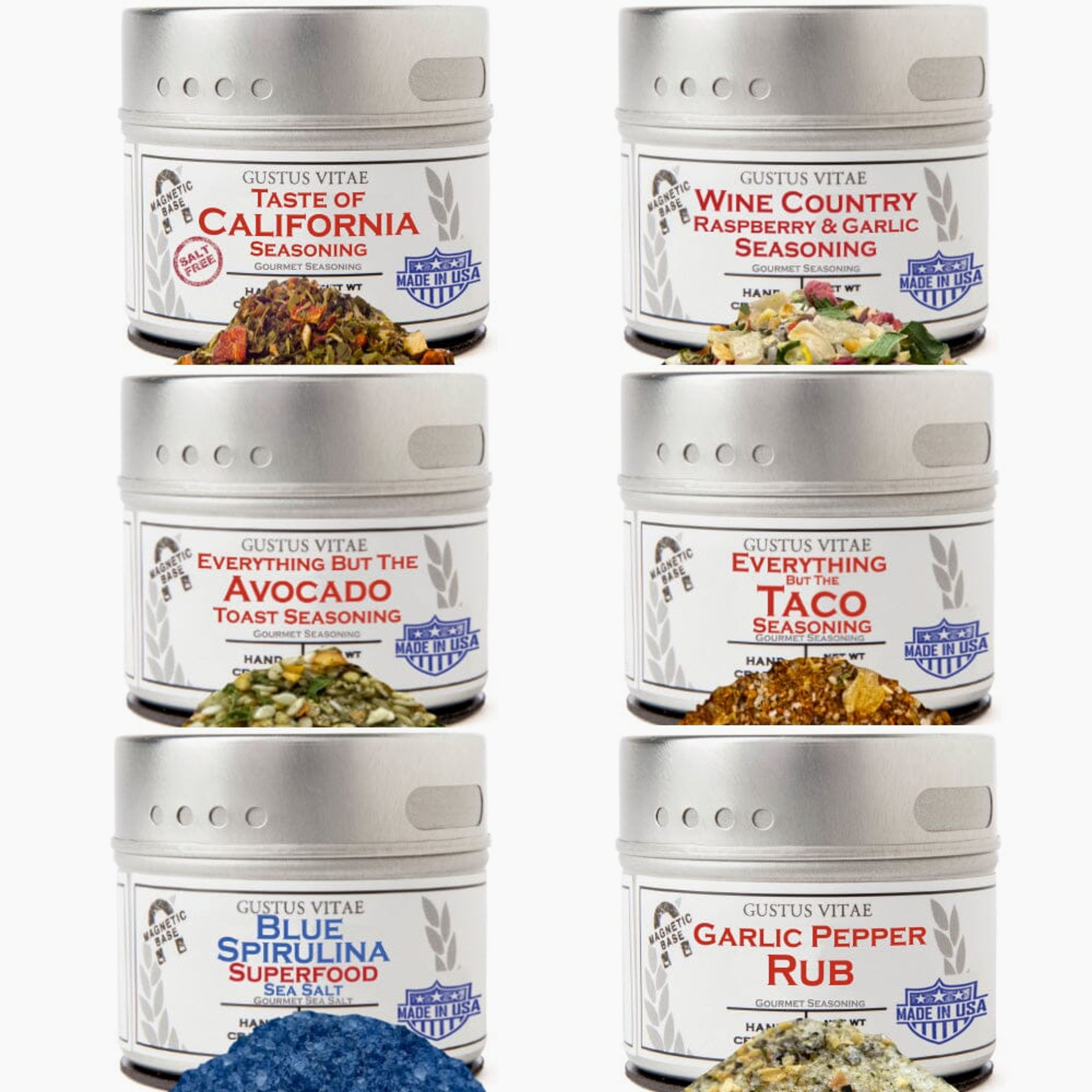 California Seasonings Gift Set - Tastes of California - Artisanal Spice Blends Six Pack