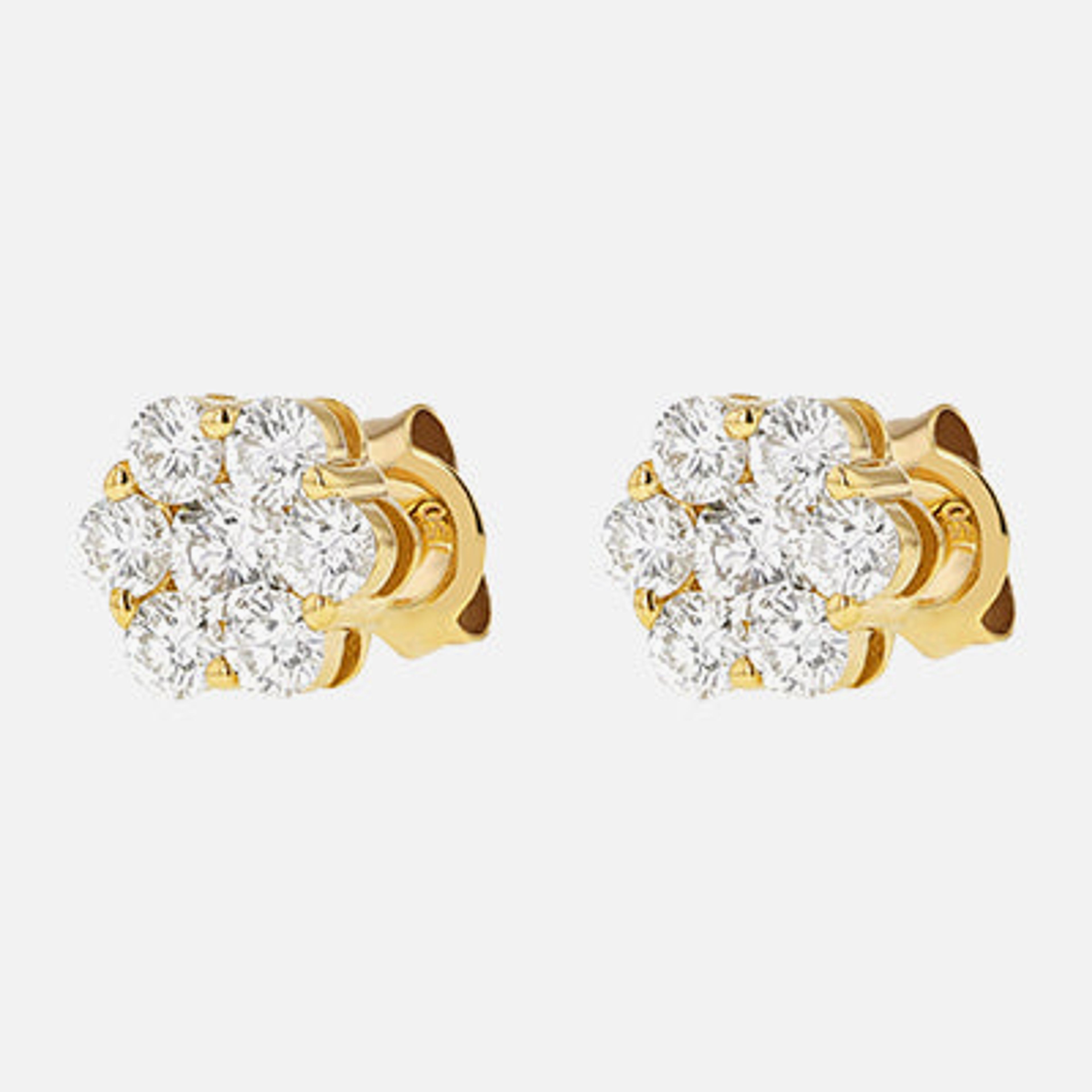 Flower Diamond Stud Earrings with 1.0 Carats