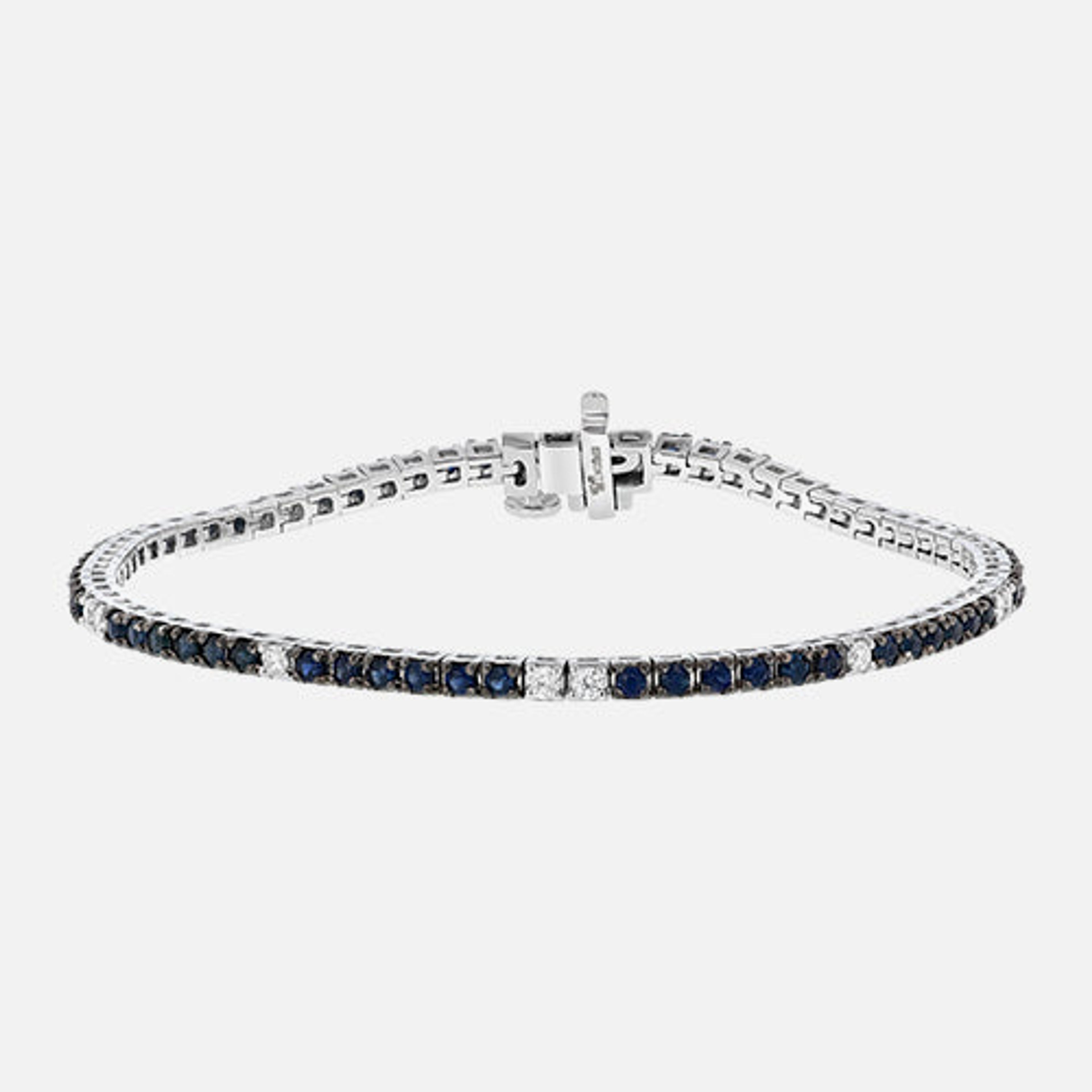 The Blue Sapphire and White Diamond Tennis Bracelet