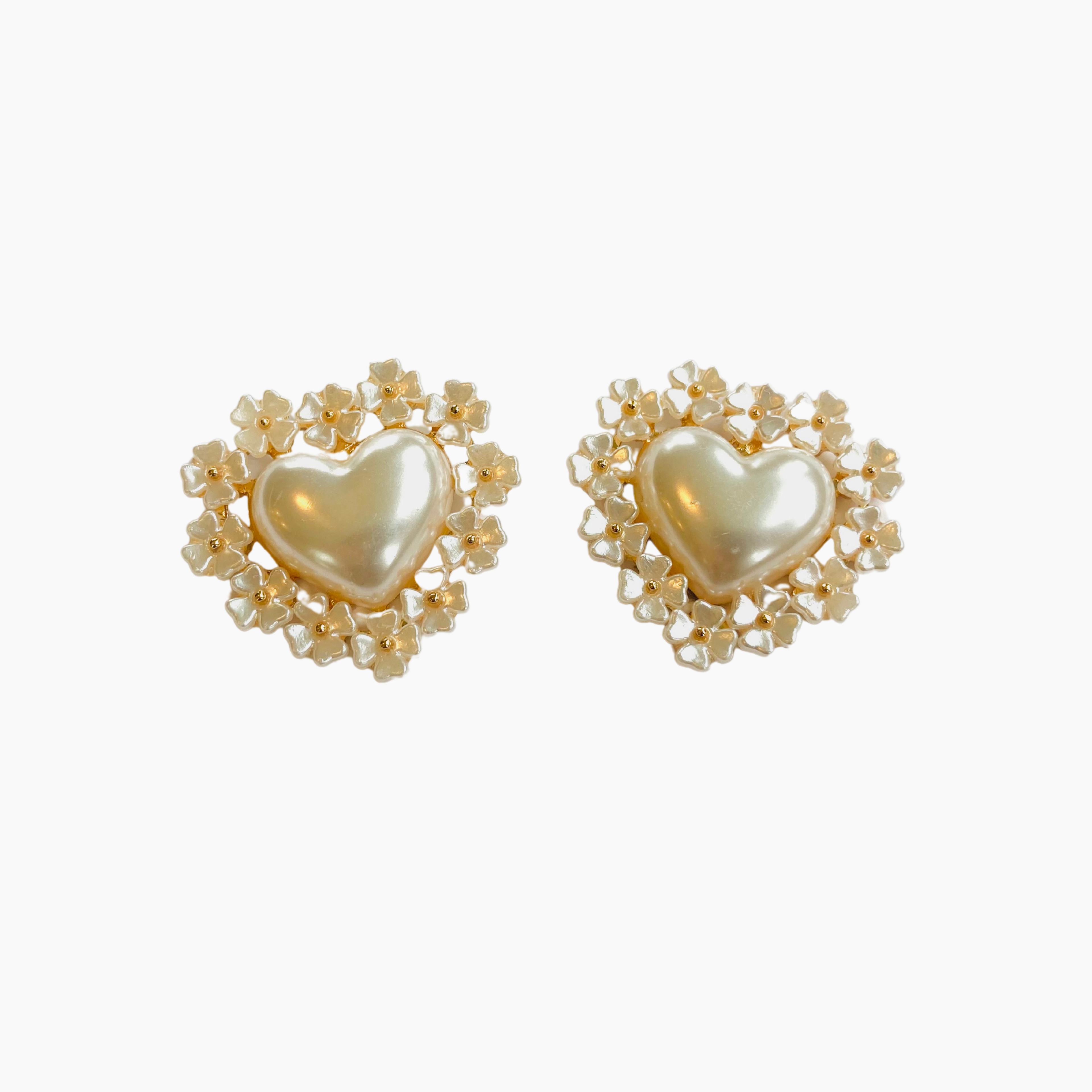 The Pink Reef Oversized Pearl Heart Stud
