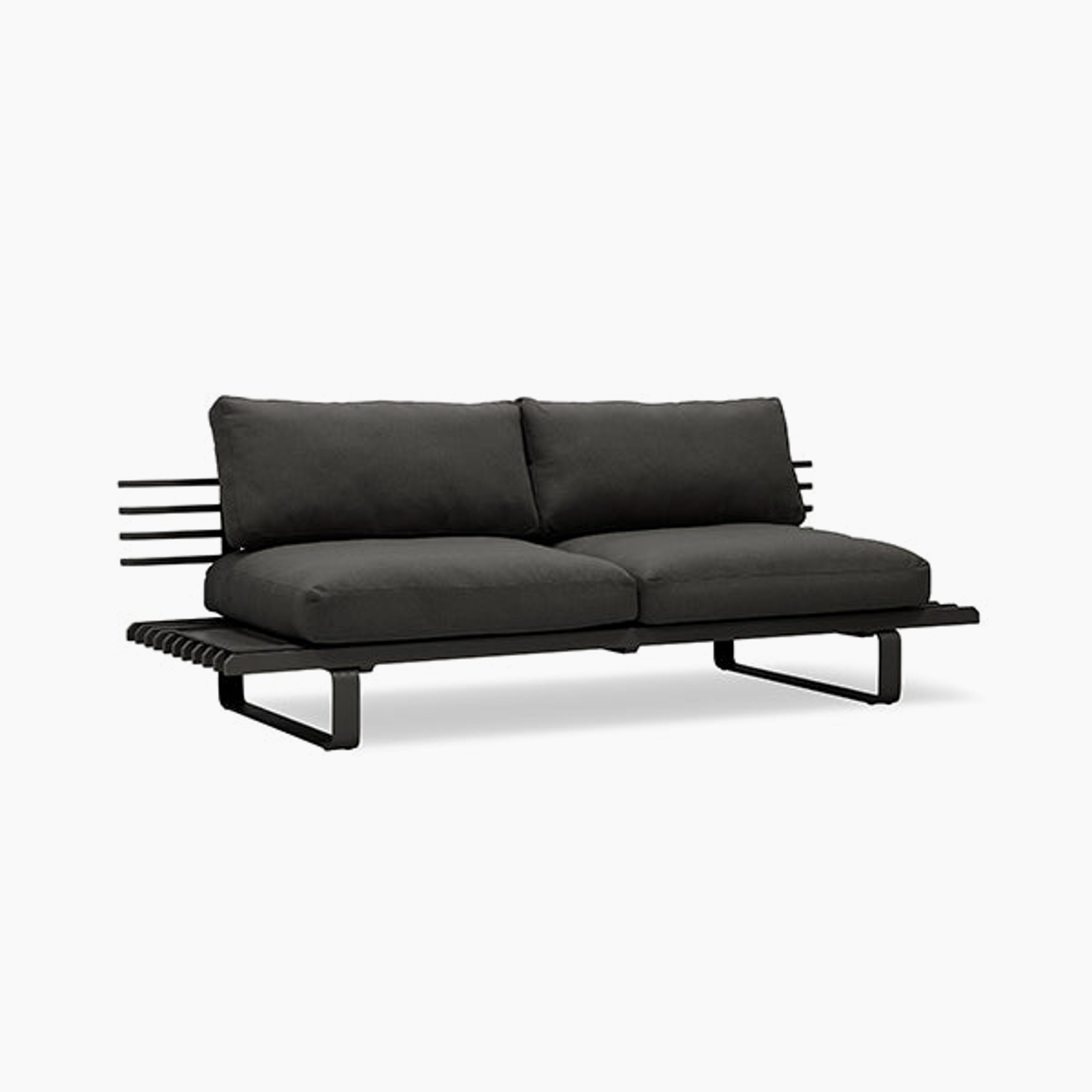 Aluminum outdoor sofa Charcoal / black pillows