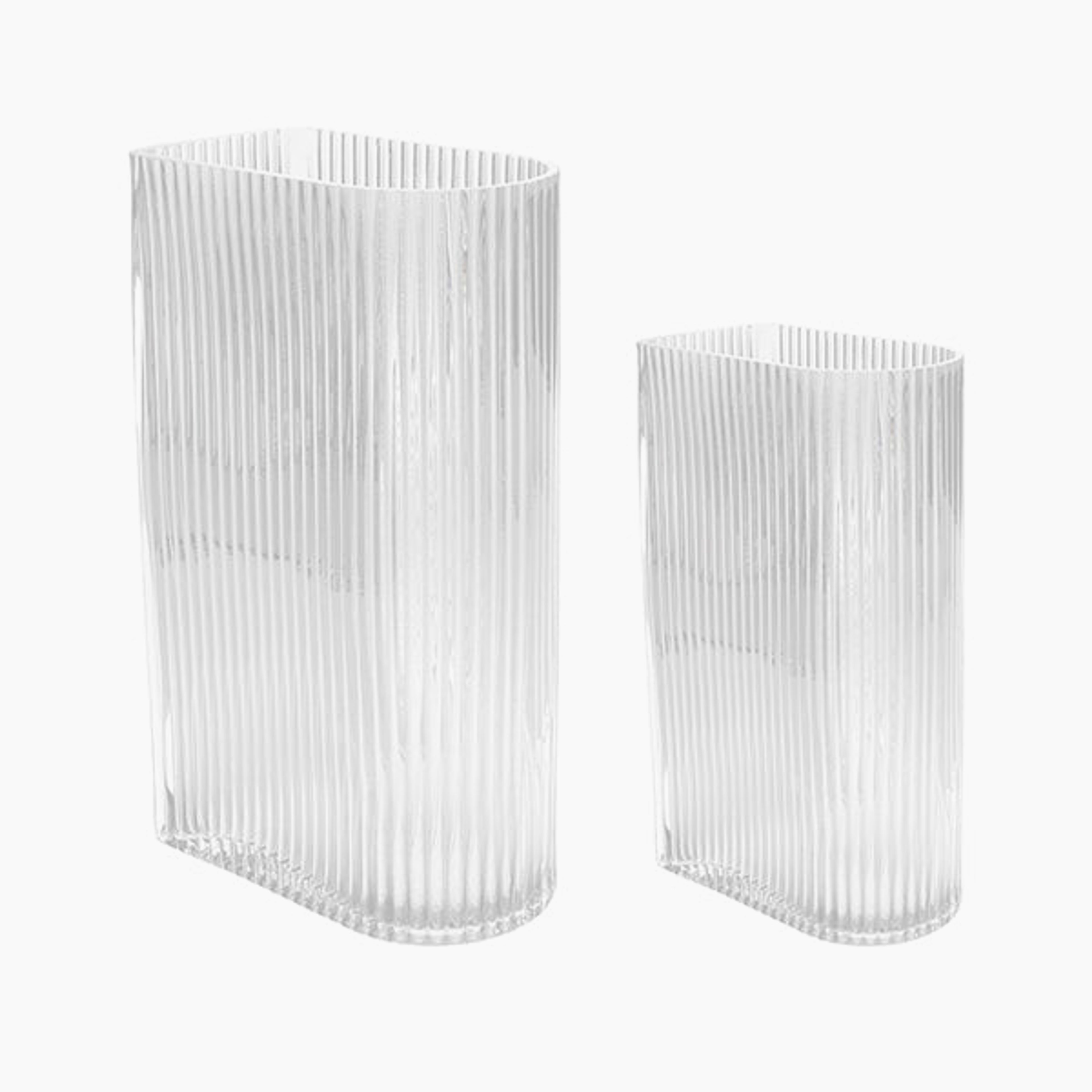 Clear ribbed vases - set of 2