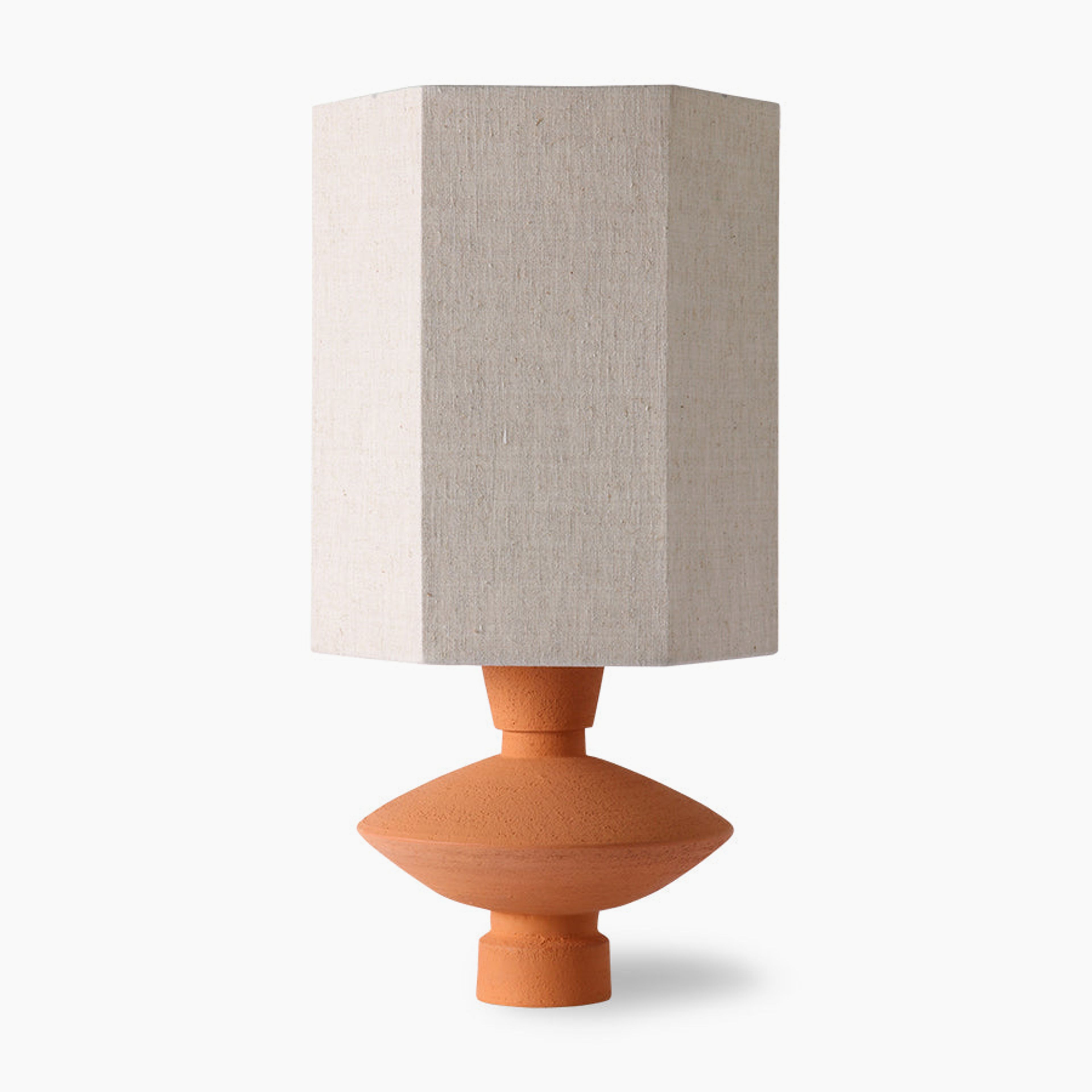 Terracotta table lamp - hexagon shade