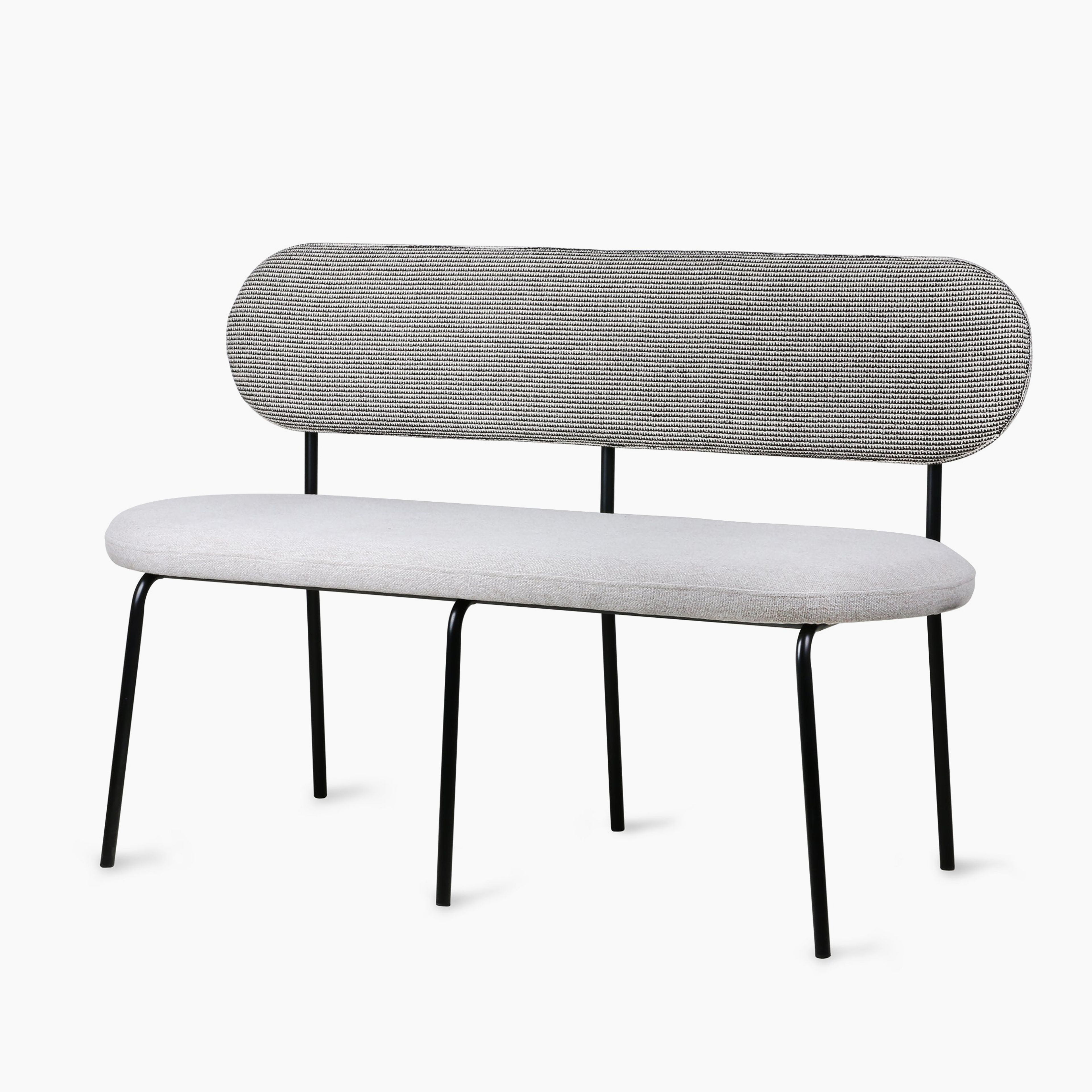 Mid century modern style bench - grey fabric