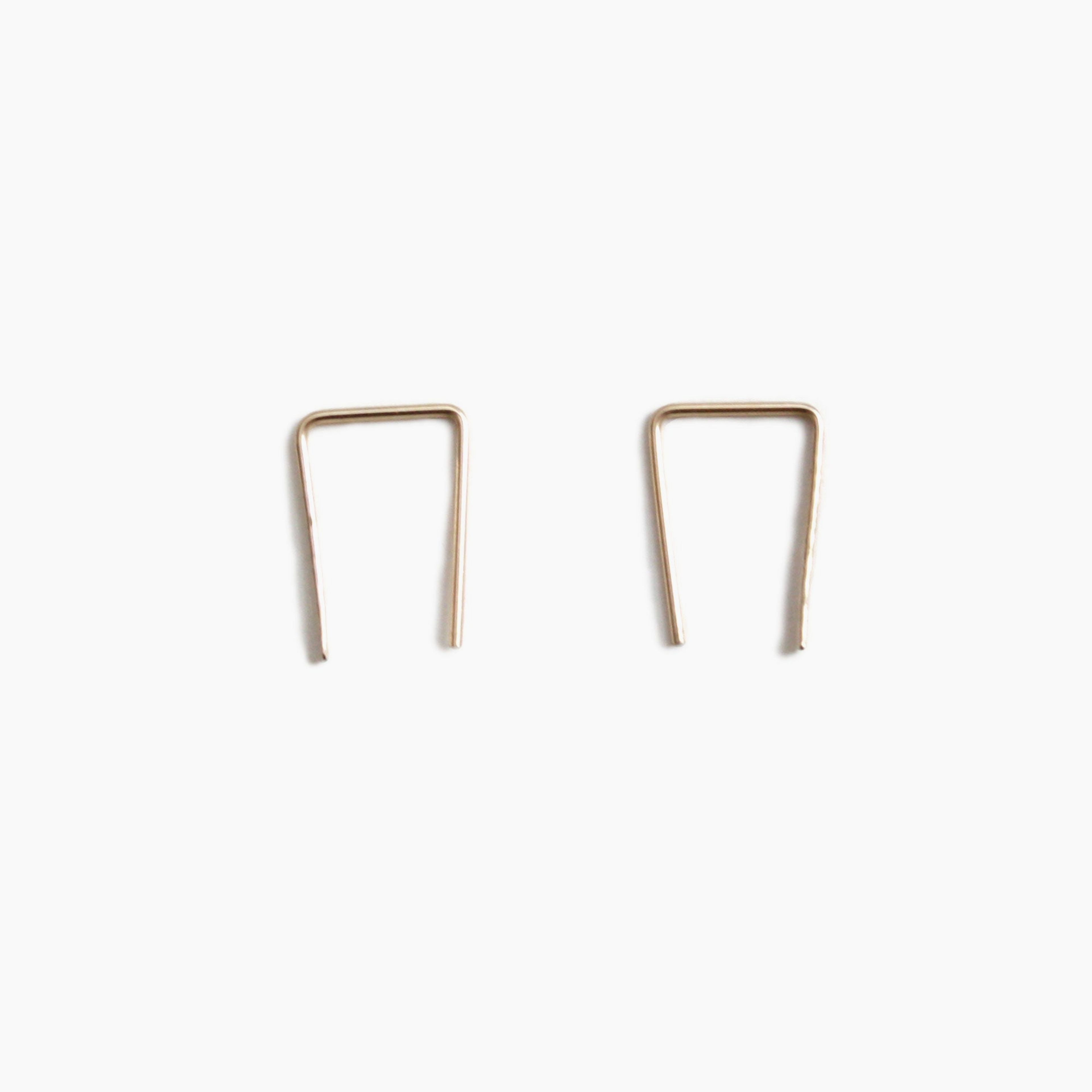 14K Gold Staple Earrings - Medium