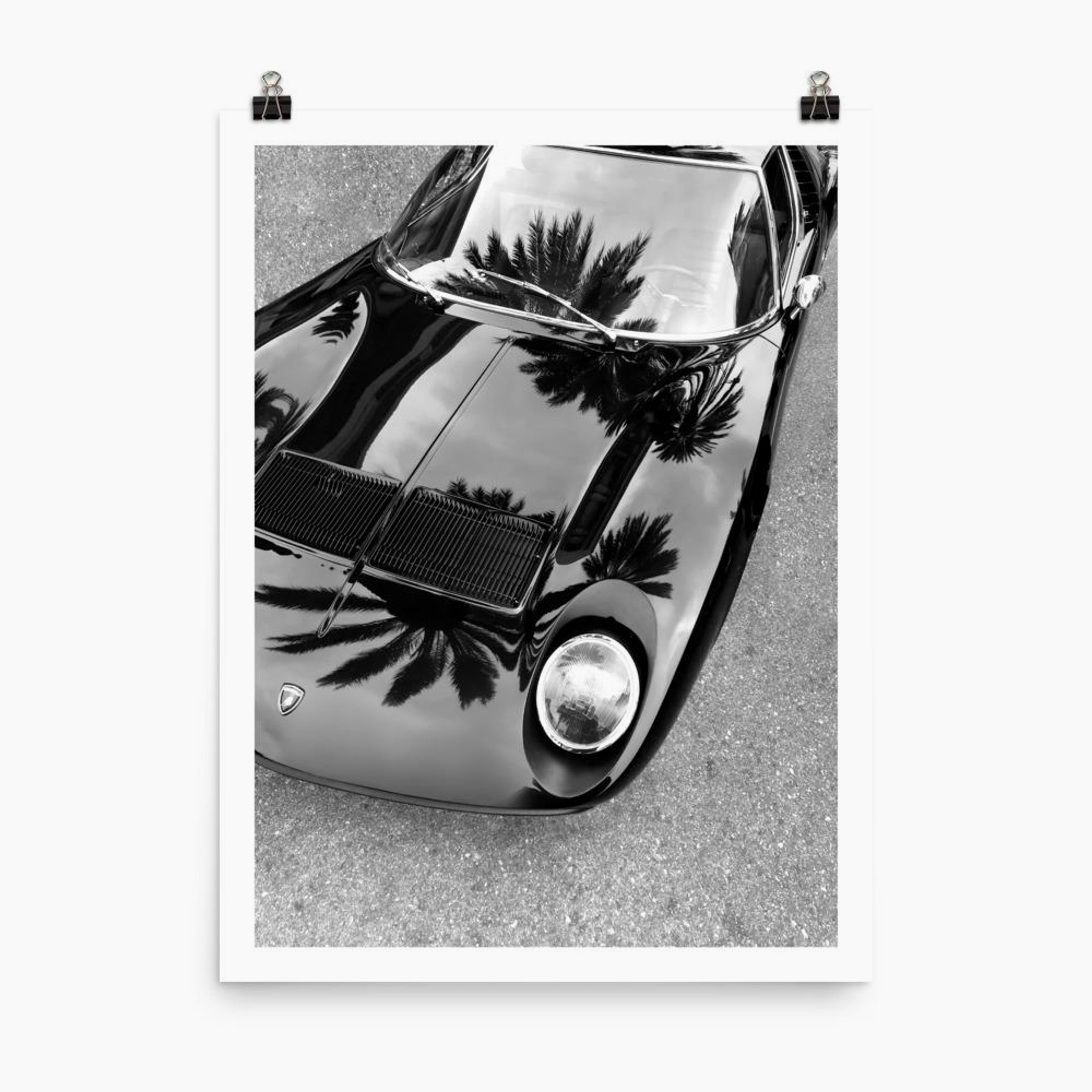 Lamborghini Miura, Palm Trees | Black & White Print