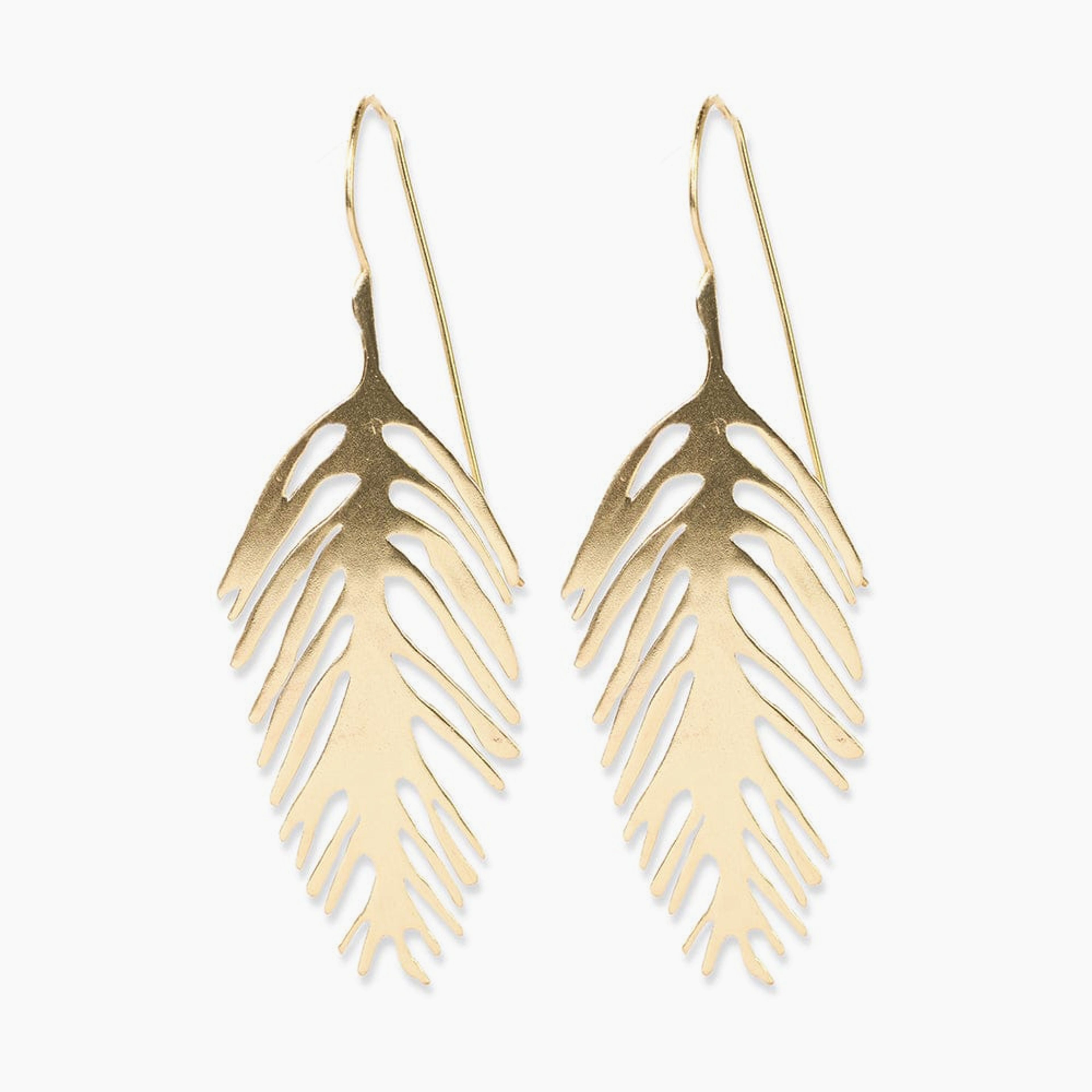 Flora Palm Leaf Earrings Brass
