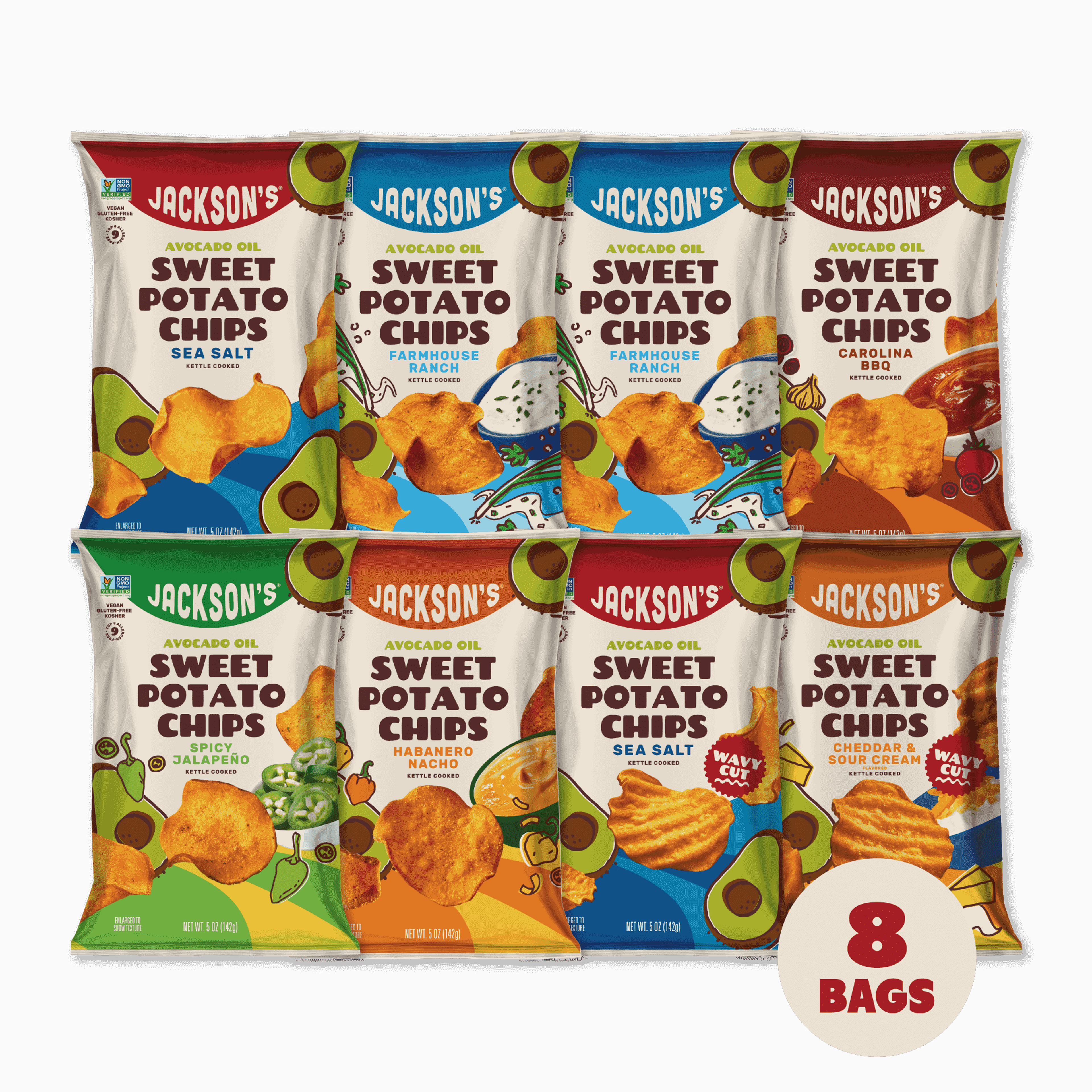 Epic Flavors Variety Pack Sweet Potato Chips in Avocado Oil 5oz (Pack of 8)
