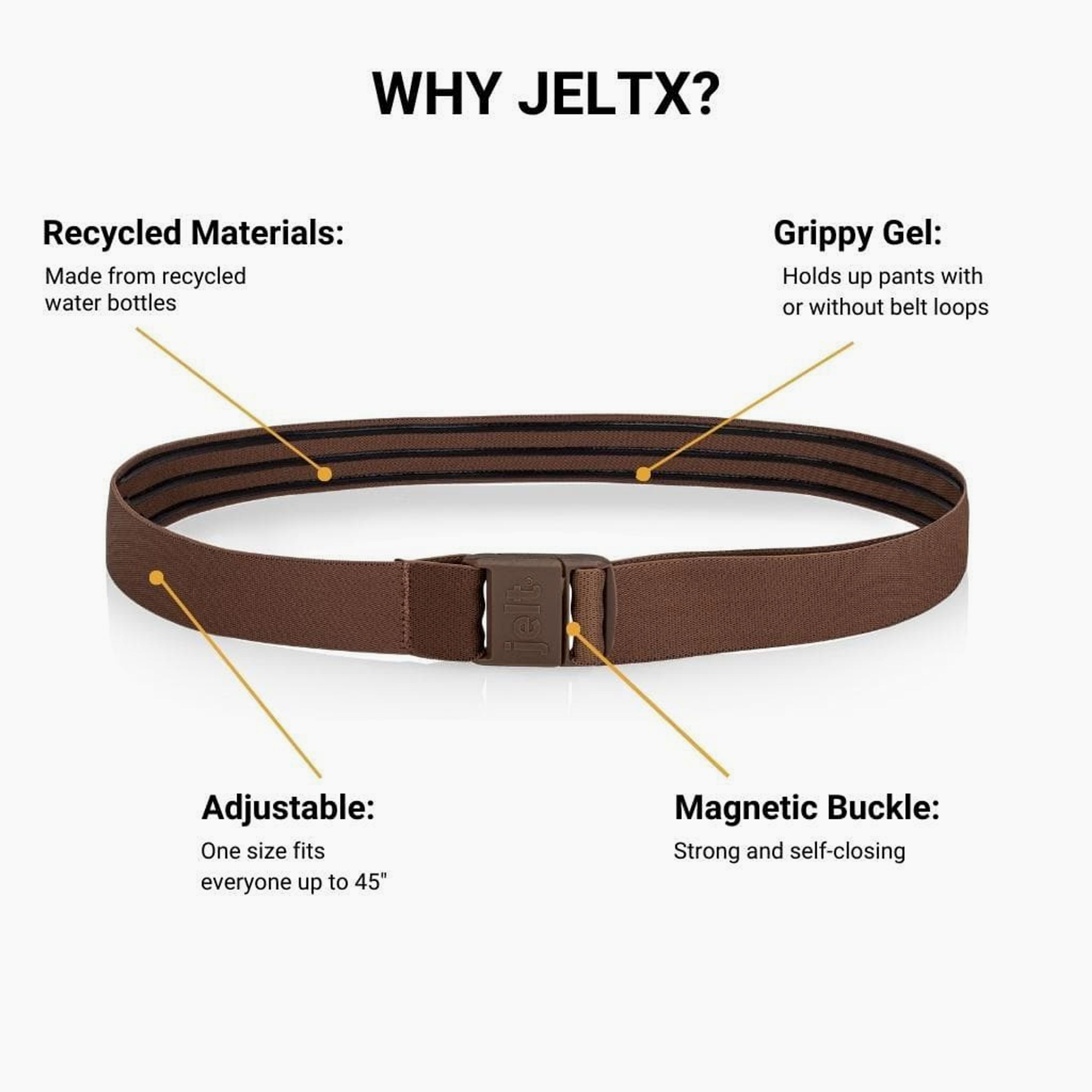 Chestnut Brown JeltX Adjustable Elastic Belt