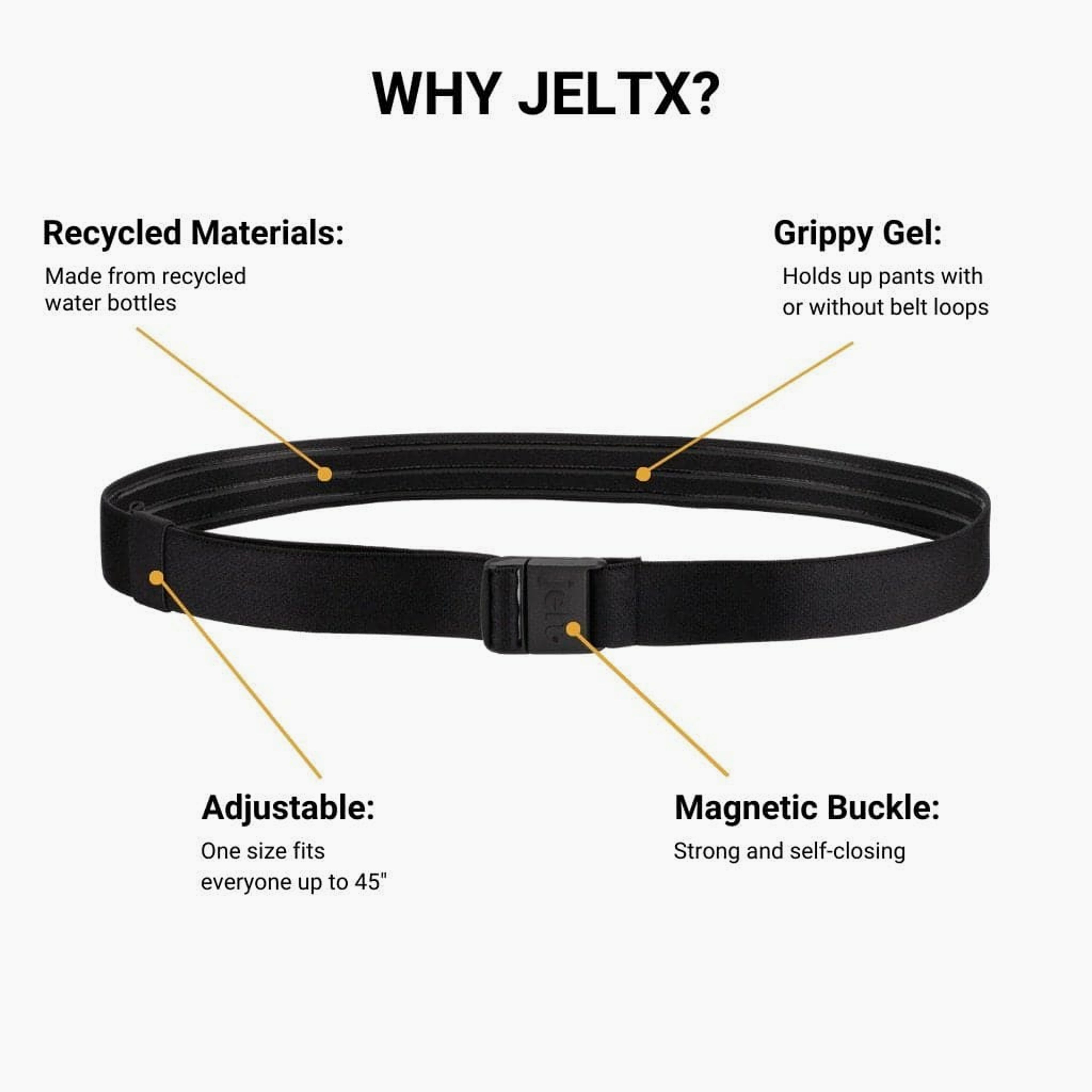 Black JeltX Adjustable Elastic Belt