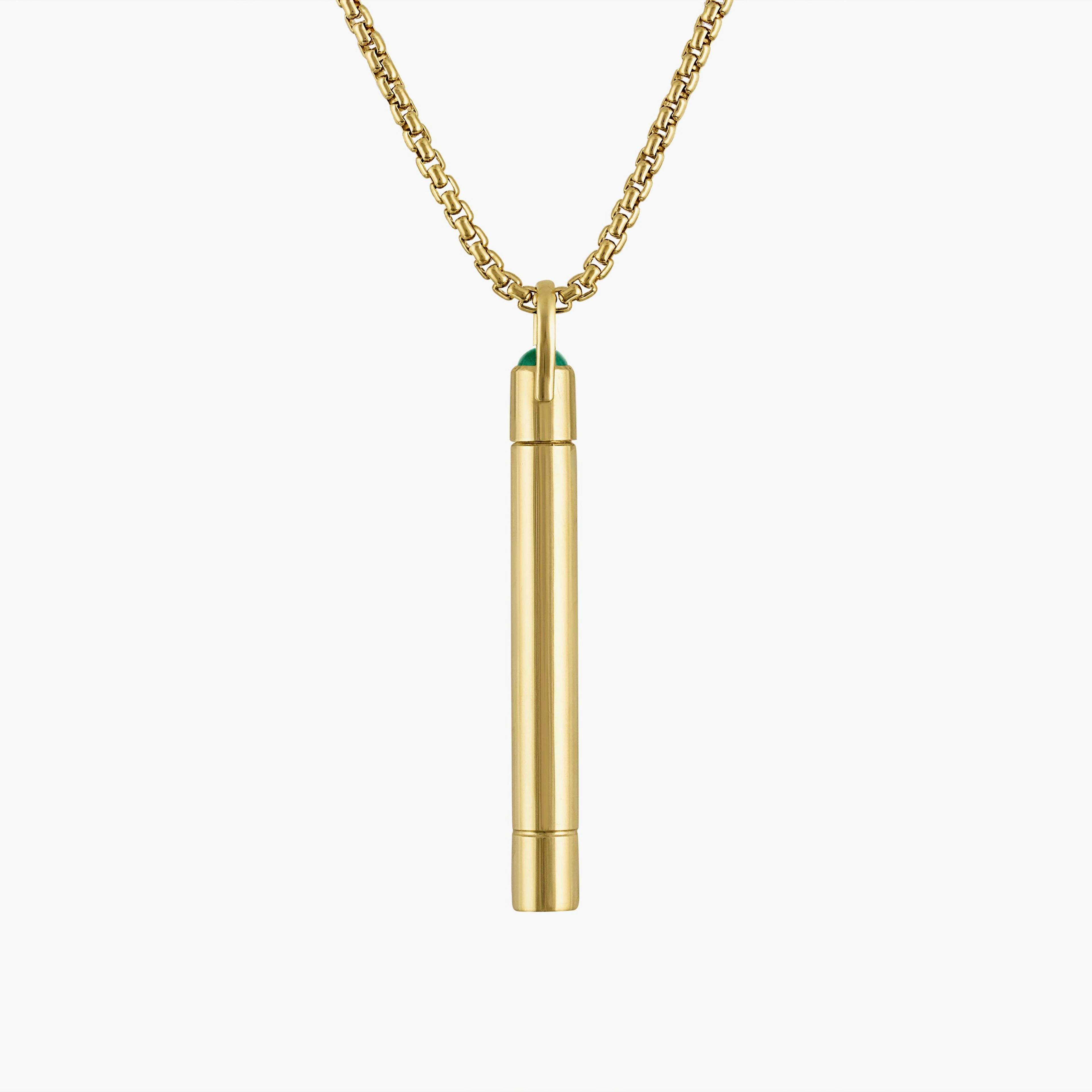 Stash Pendant 18k Yellow Gold with Cabochon Emerald