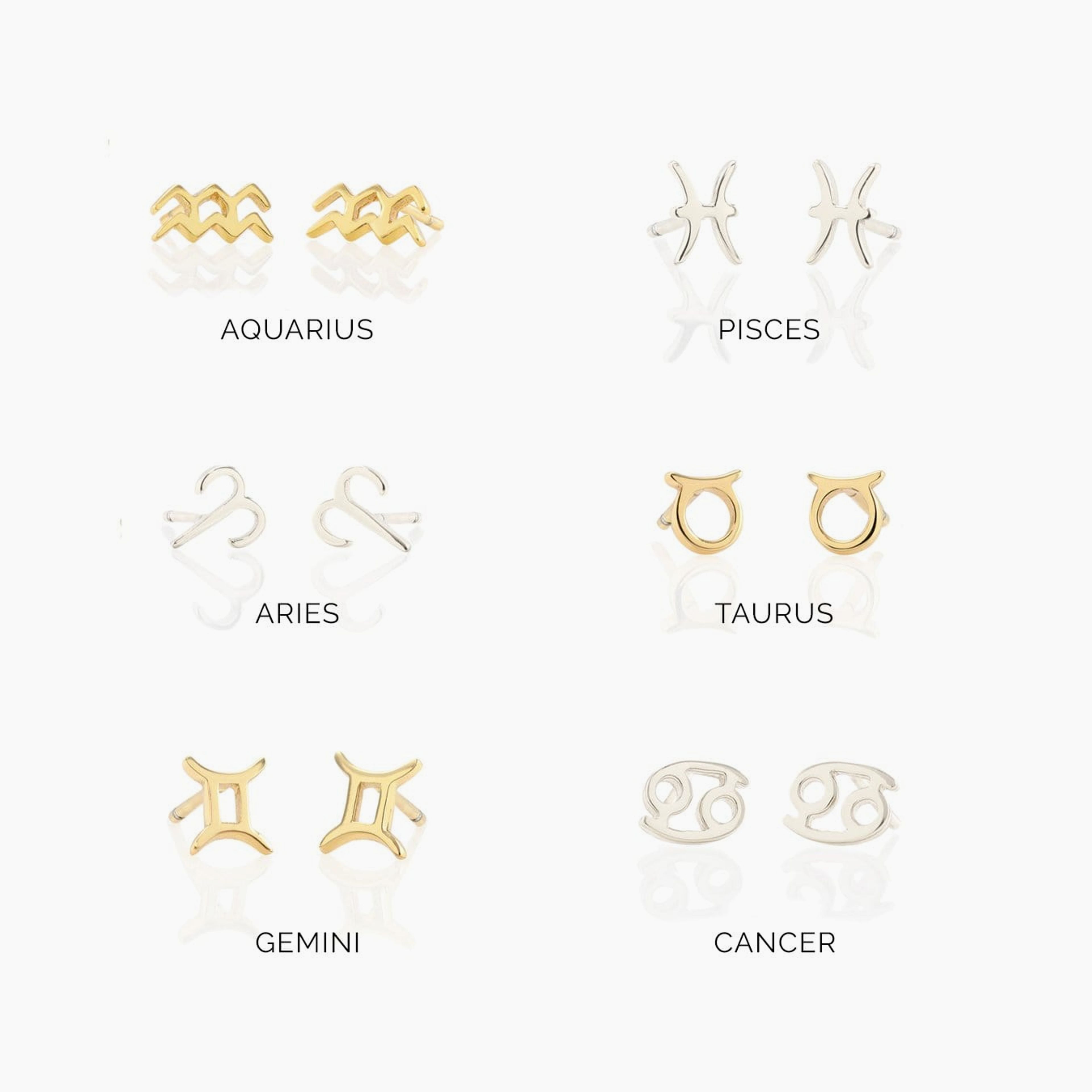 Zodiac Symbol Stud Earrings