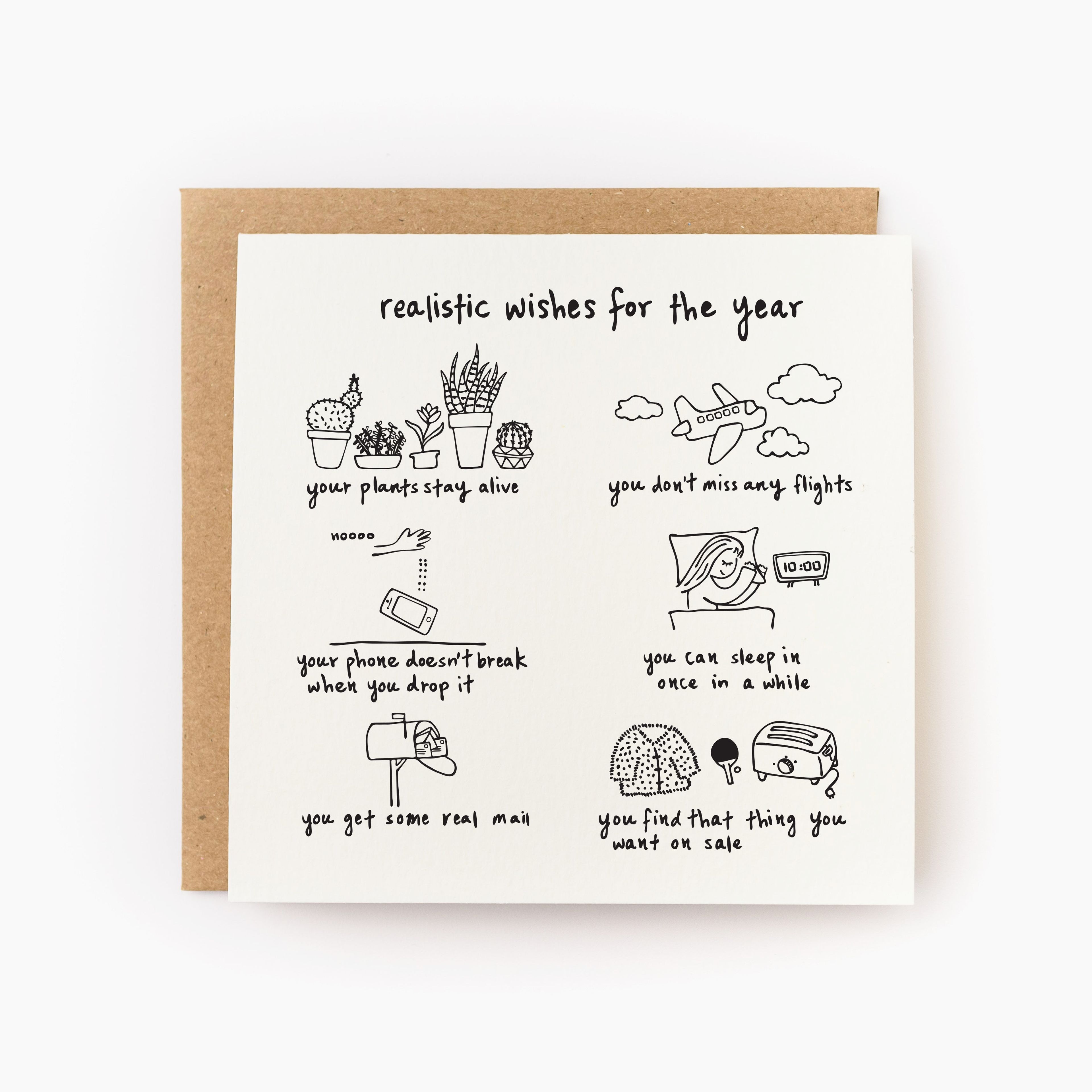 Realistic Wishes for the Year Letterpress Card