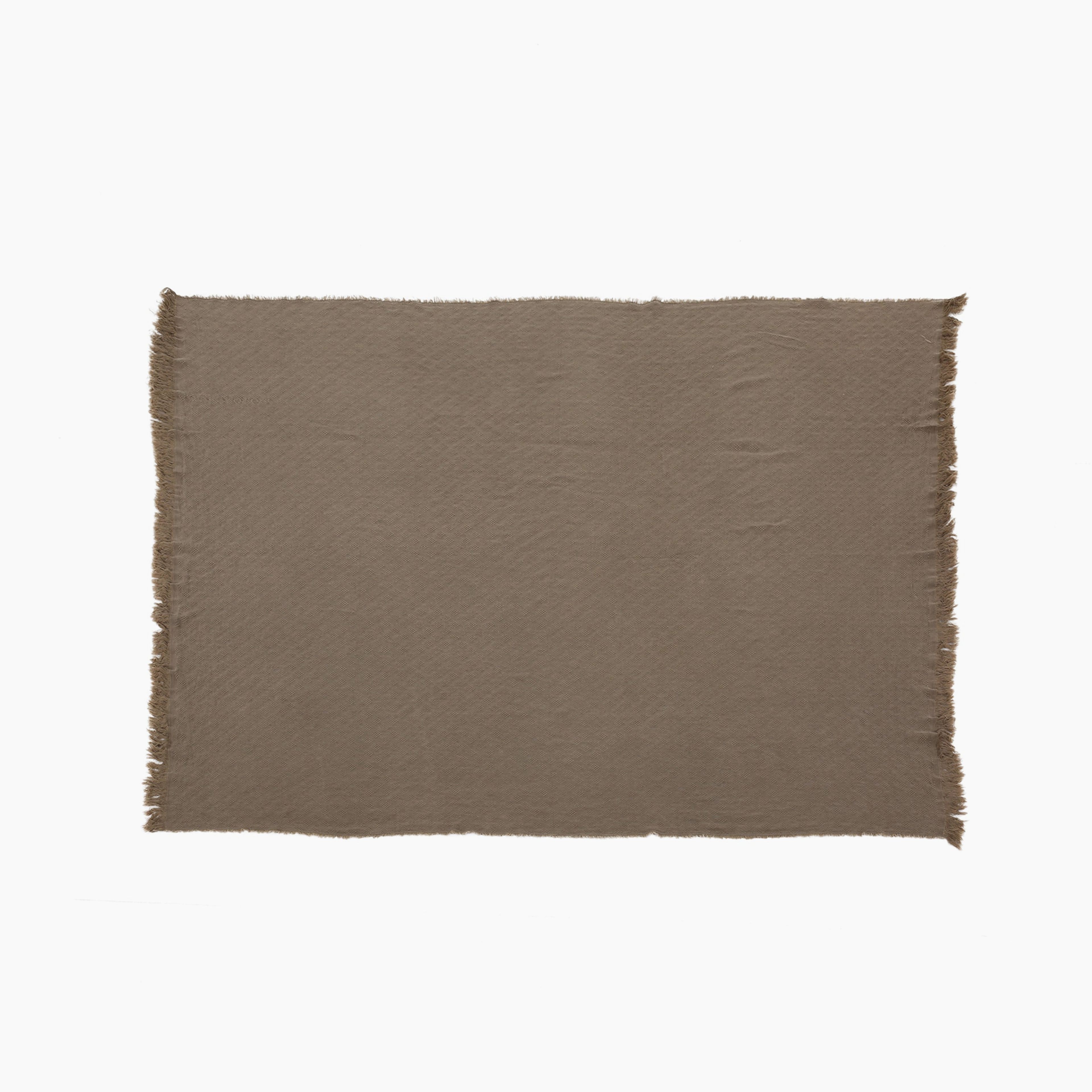 Kyra Contemporary Cotton Throw Blanket with Fringes, Brown