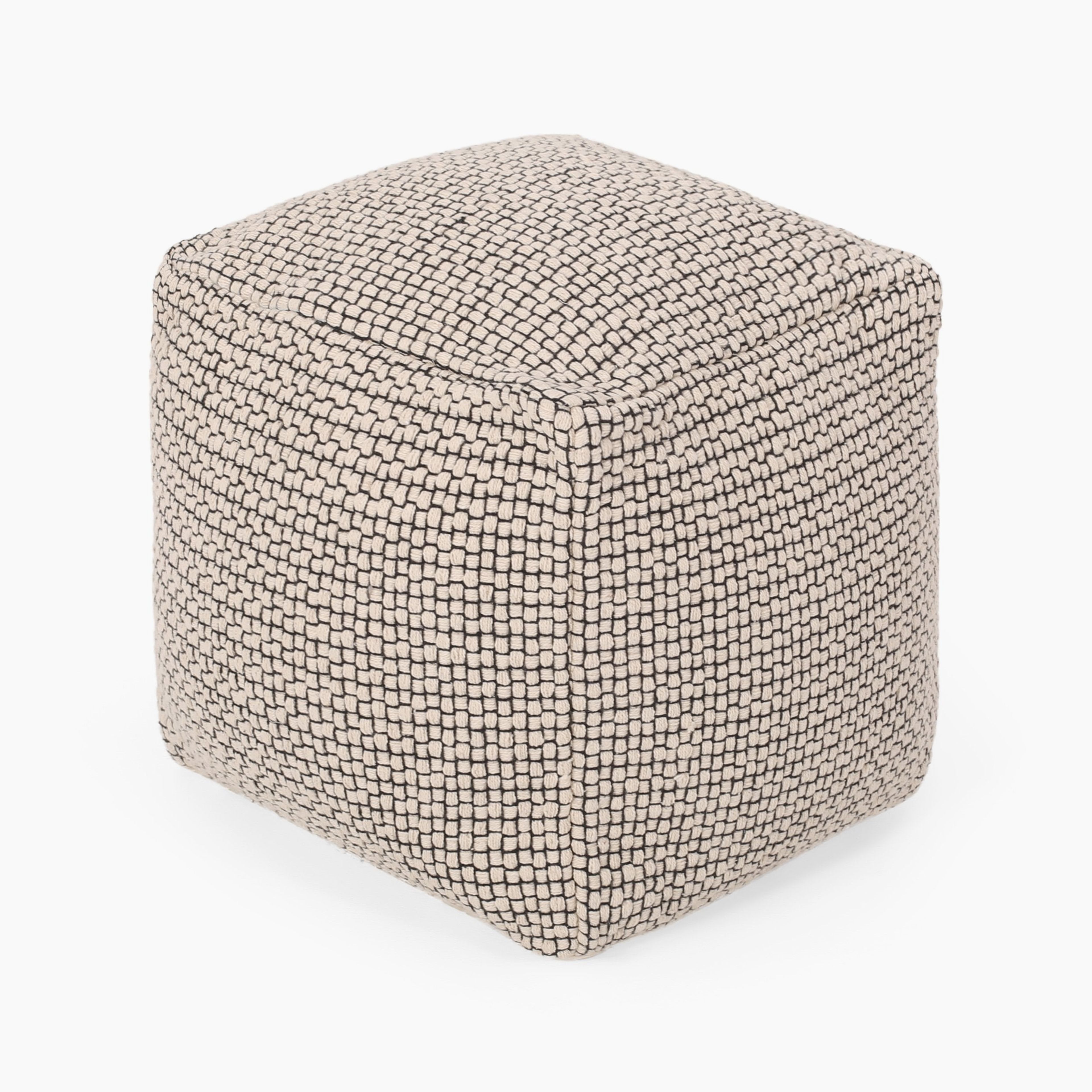 Maclain Boho Fabric Cube Pouf