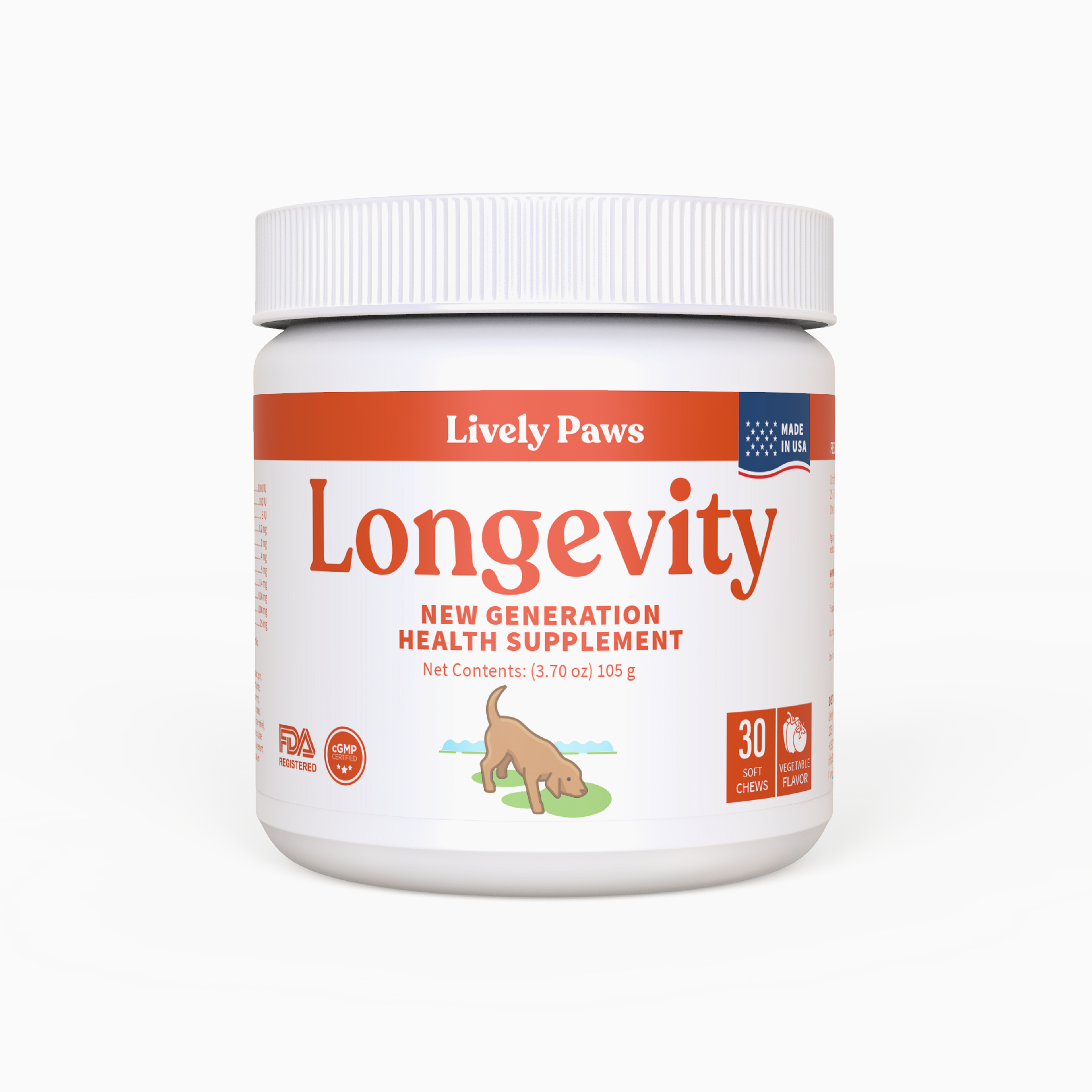 Lively Paws Longevity MultiVitamin Soft Chew for Dogs-Over 20 Vitamins & Minerals Per 1 Soft Chew