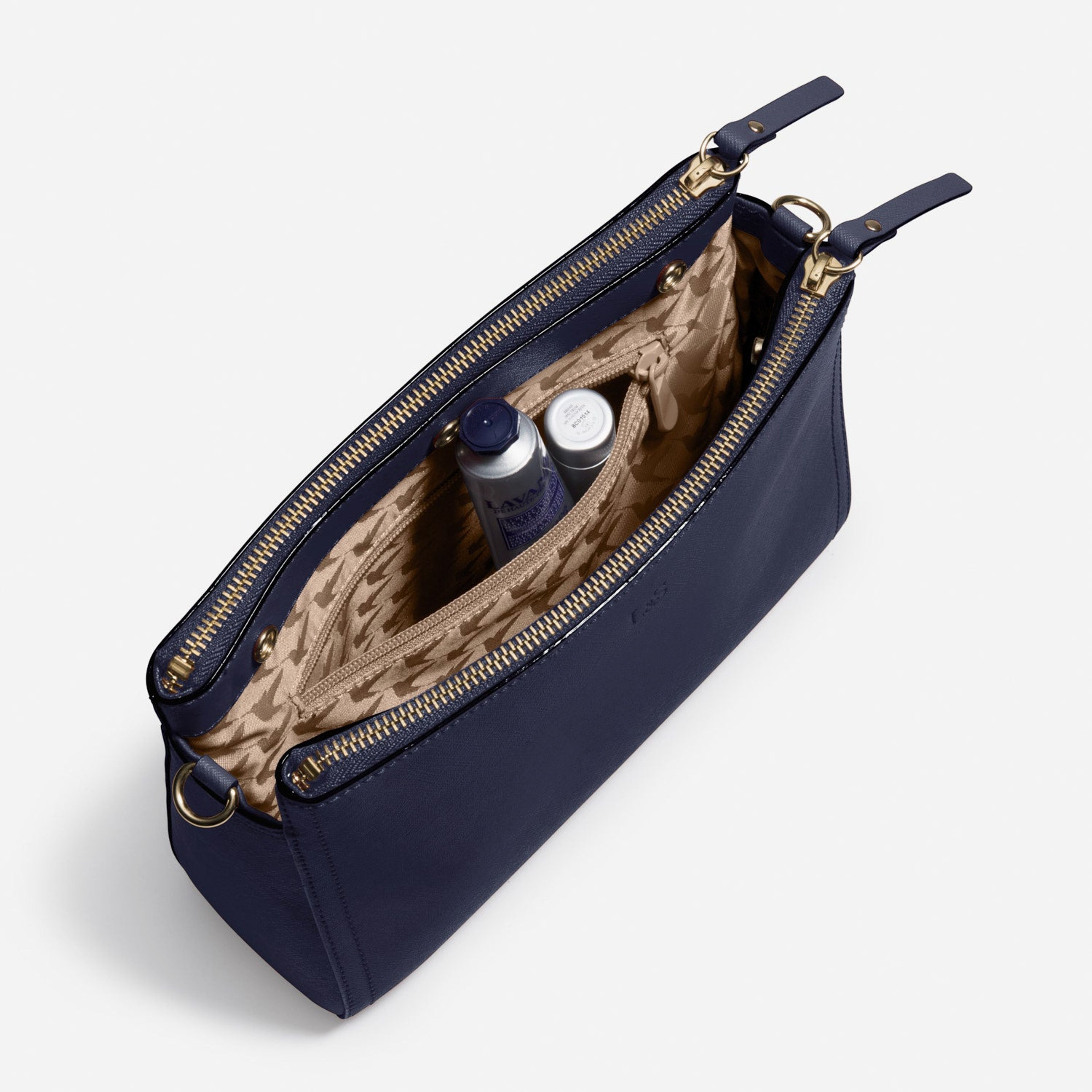 The Pearl - Saffiano Leather - Deep Navy / Gold / Camel