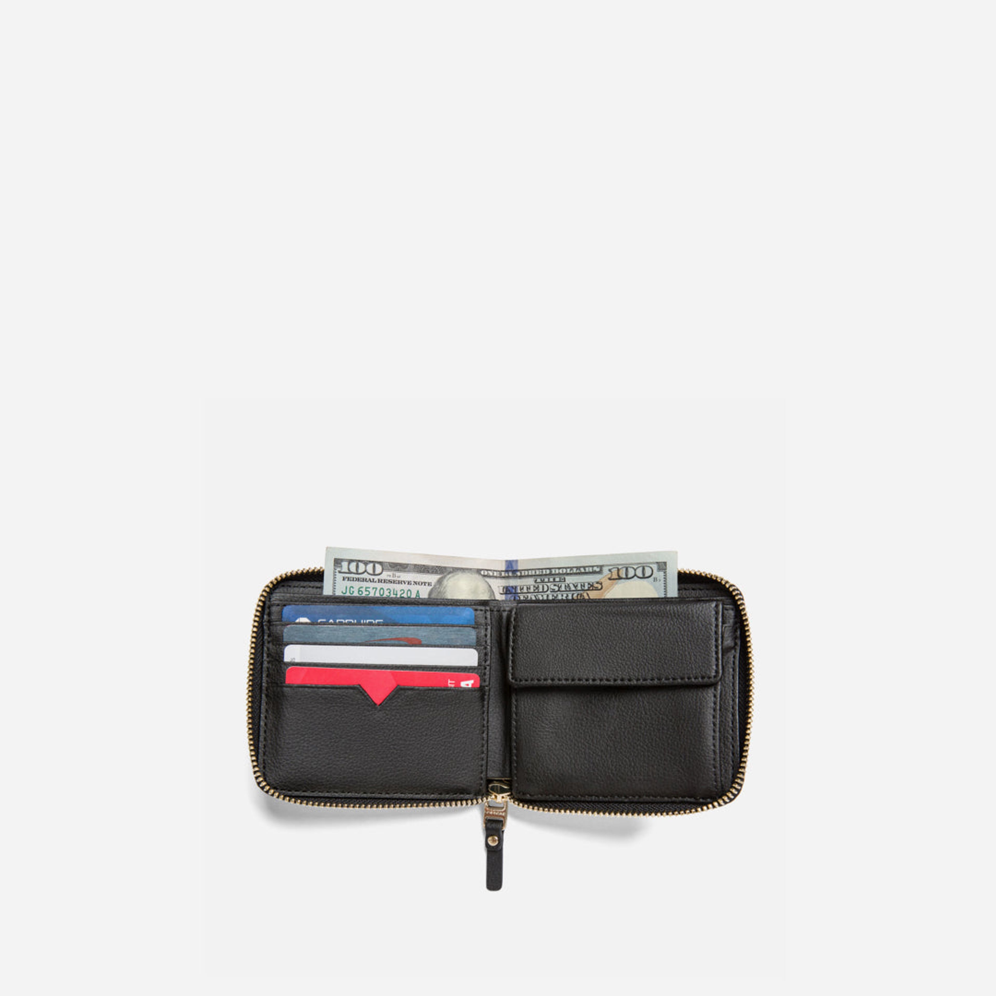 Mallorca Small Wallet - Cactus Leather - Black / Gold / Camel