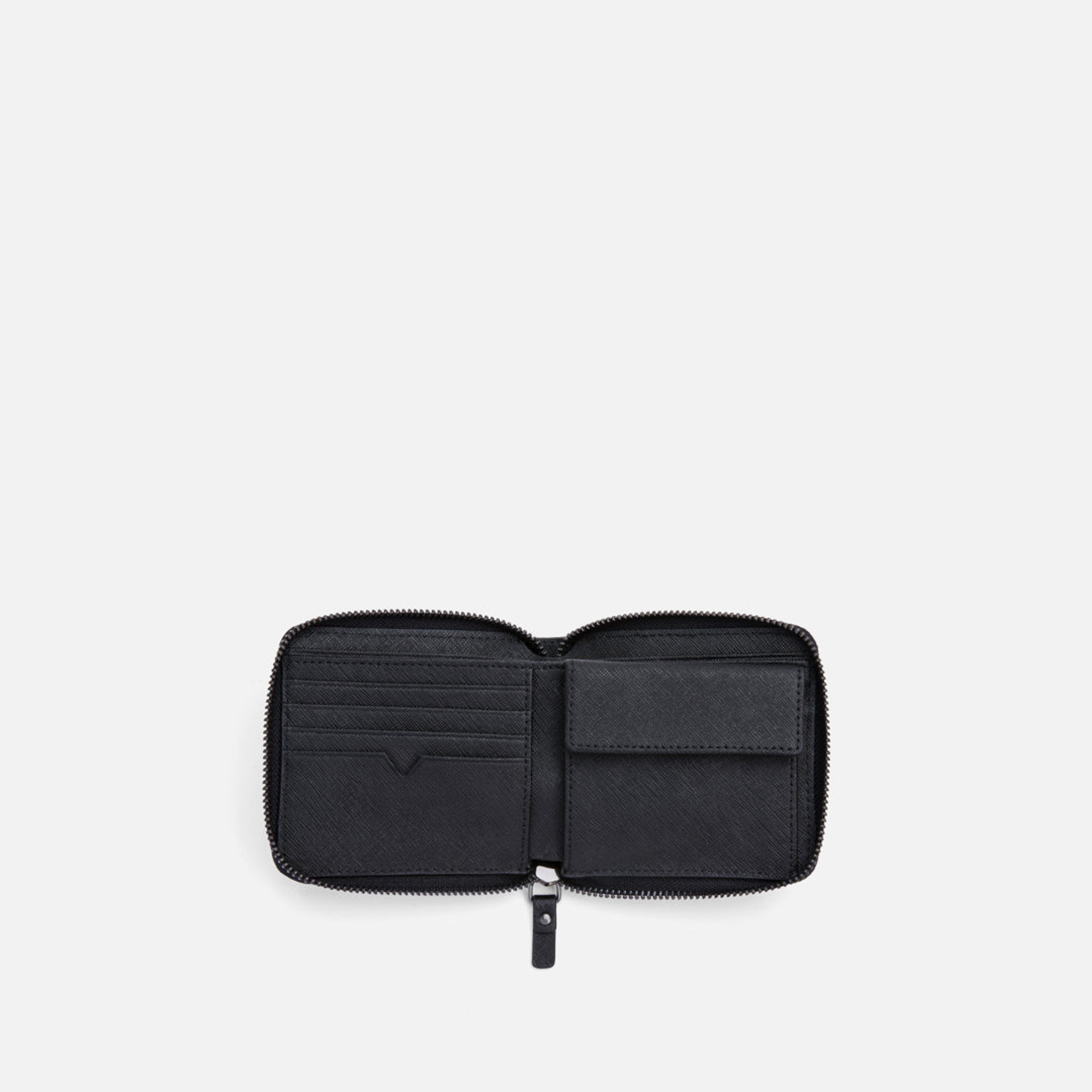 Mallorca Small Wallet - Saffiano Leather - Black / Gunmetal / Grey
