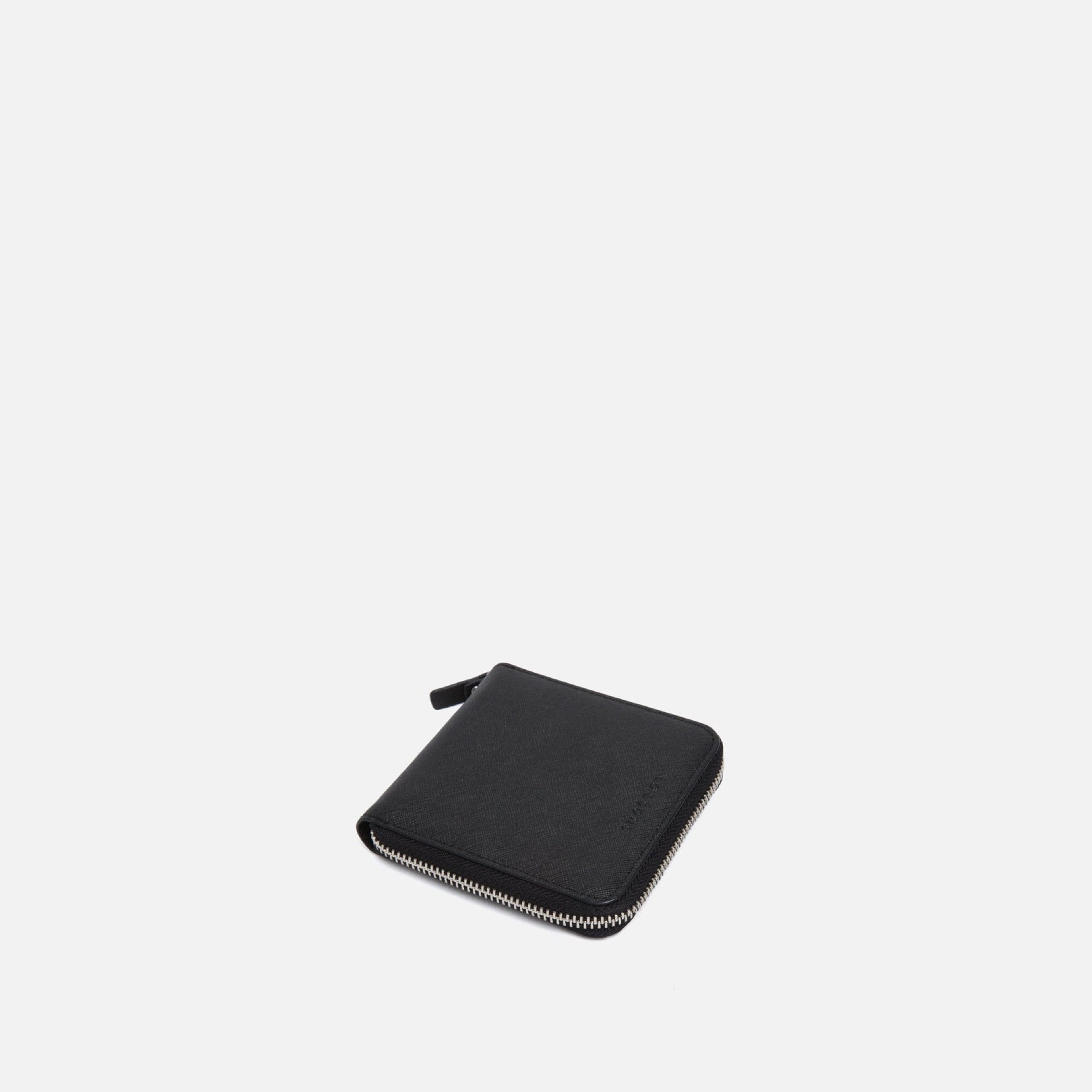Mallorca Small Wallet - Saffiano Leather - Black / Silver / Grey